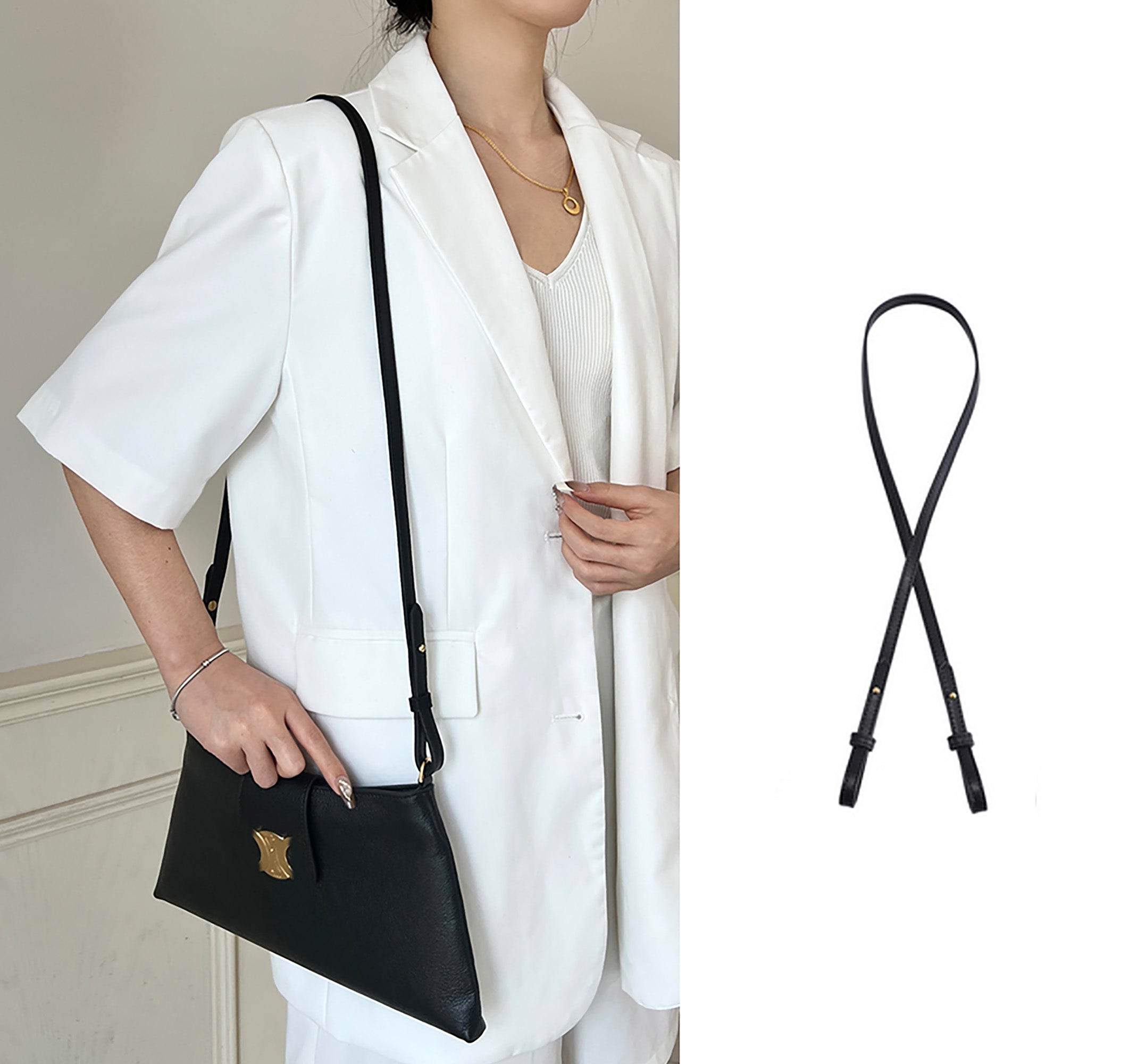 Triomphe Bag Replacement Strap, Genuine Leather Handmade Crossbody Strap, Fashion Shoulder Bag Strap