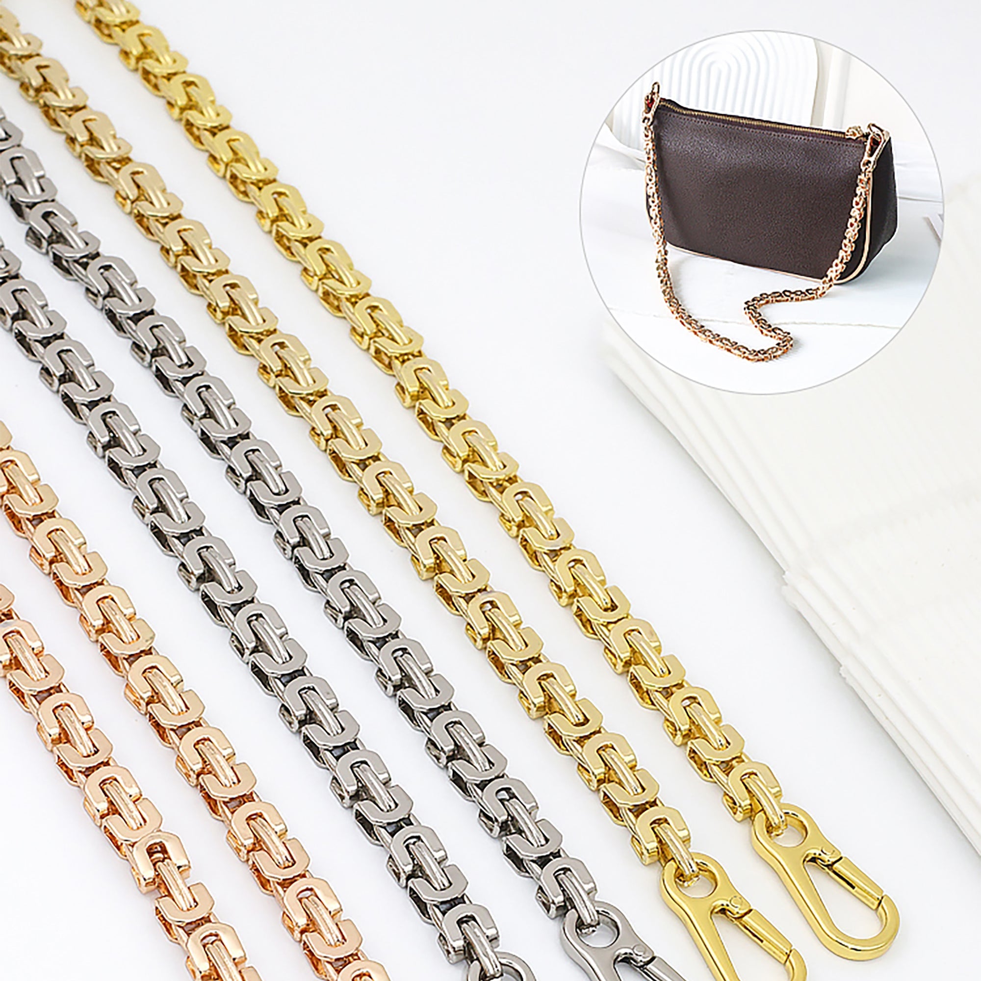 Cuban Link Chain Shoulder Strap – Luxury Metal Crossbody Replacement Strap for Bag Customization
