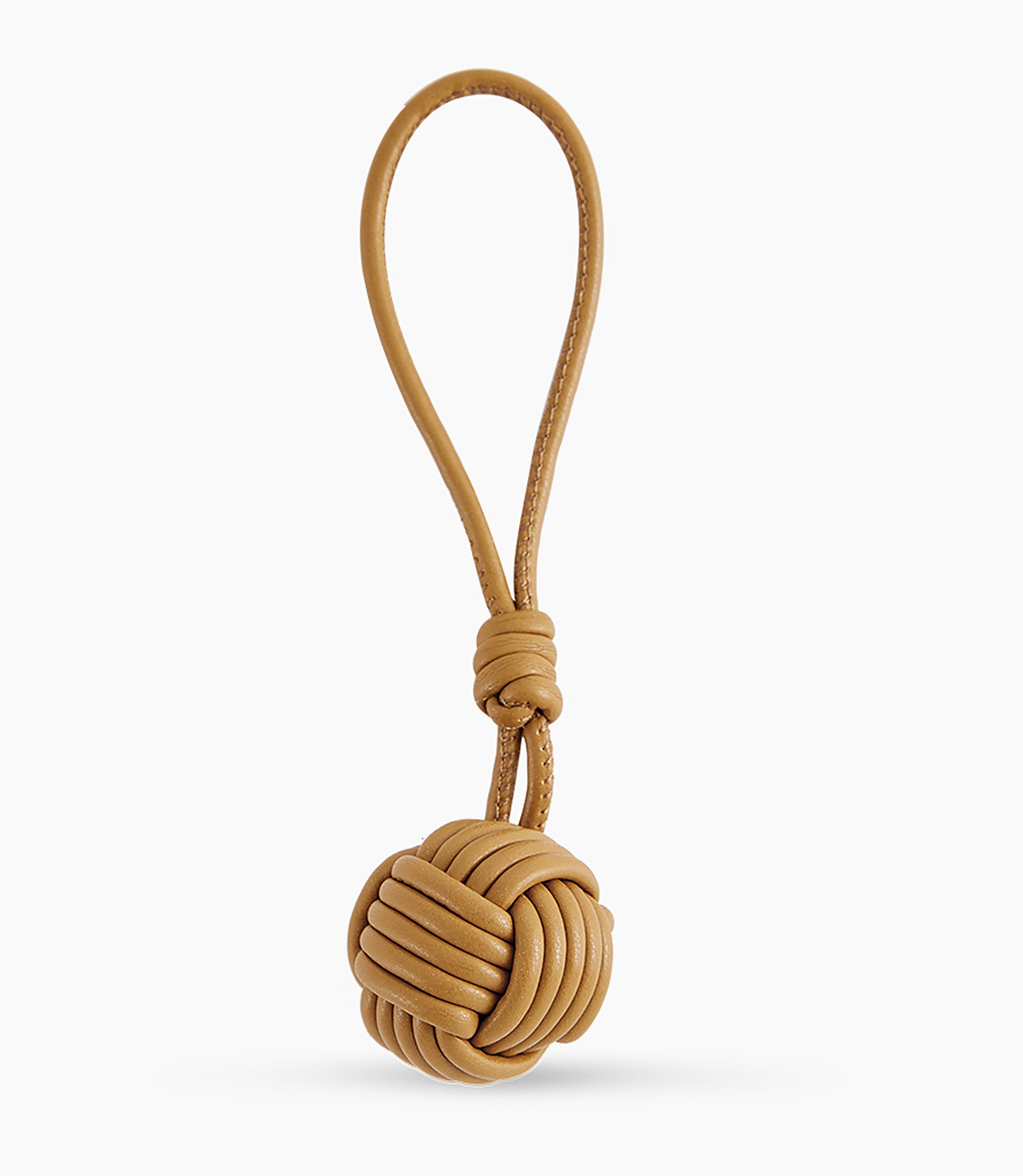 IVY Leather Handbag Charm, Genuine Leather Tennis Ball Style Keychain, Beige Gift Bag Accessory