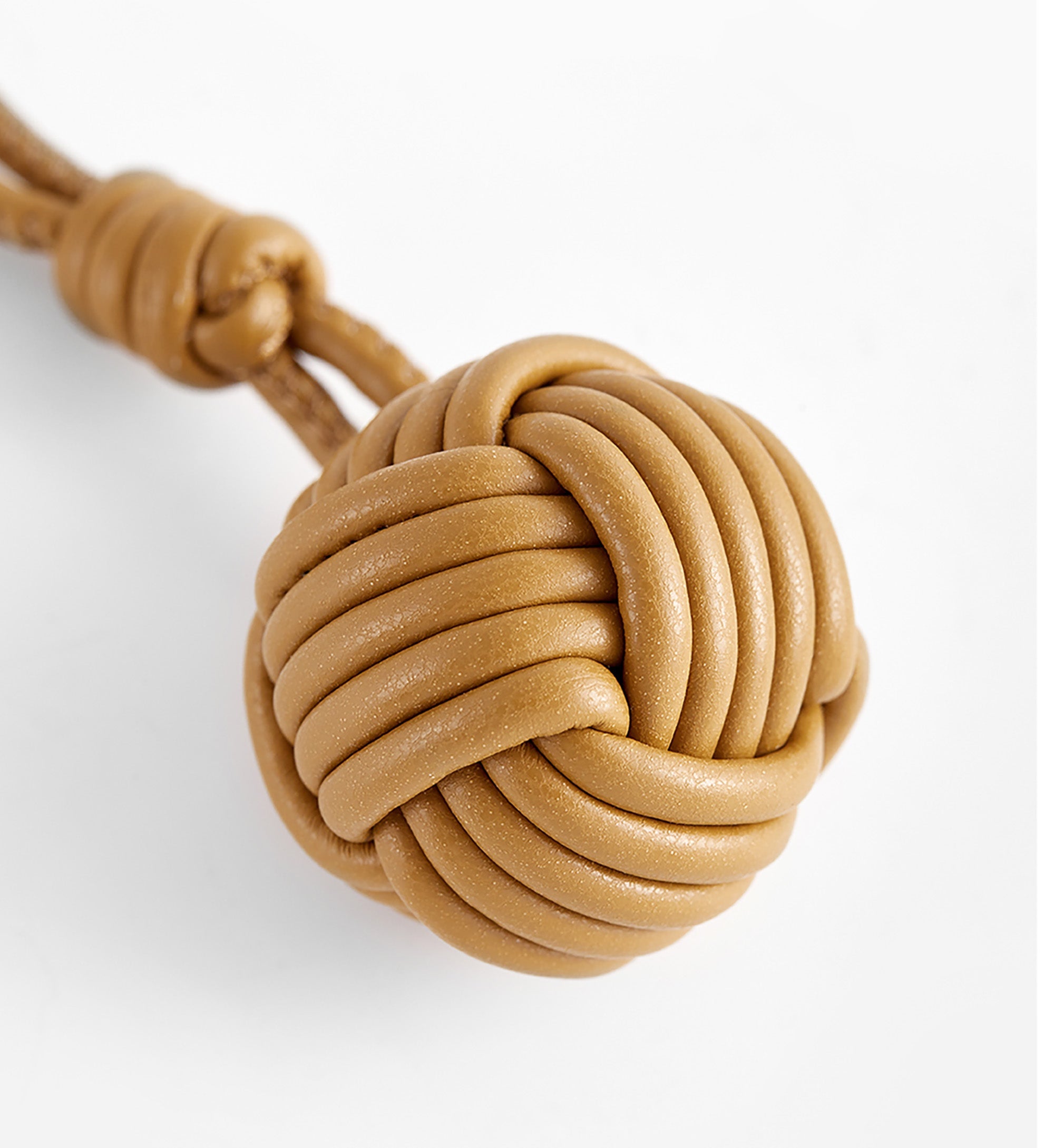 IVY Leather Handbag Charm, Genuine Leather Tennis Ball Style Keychain, Beige Gift Bag Accessory