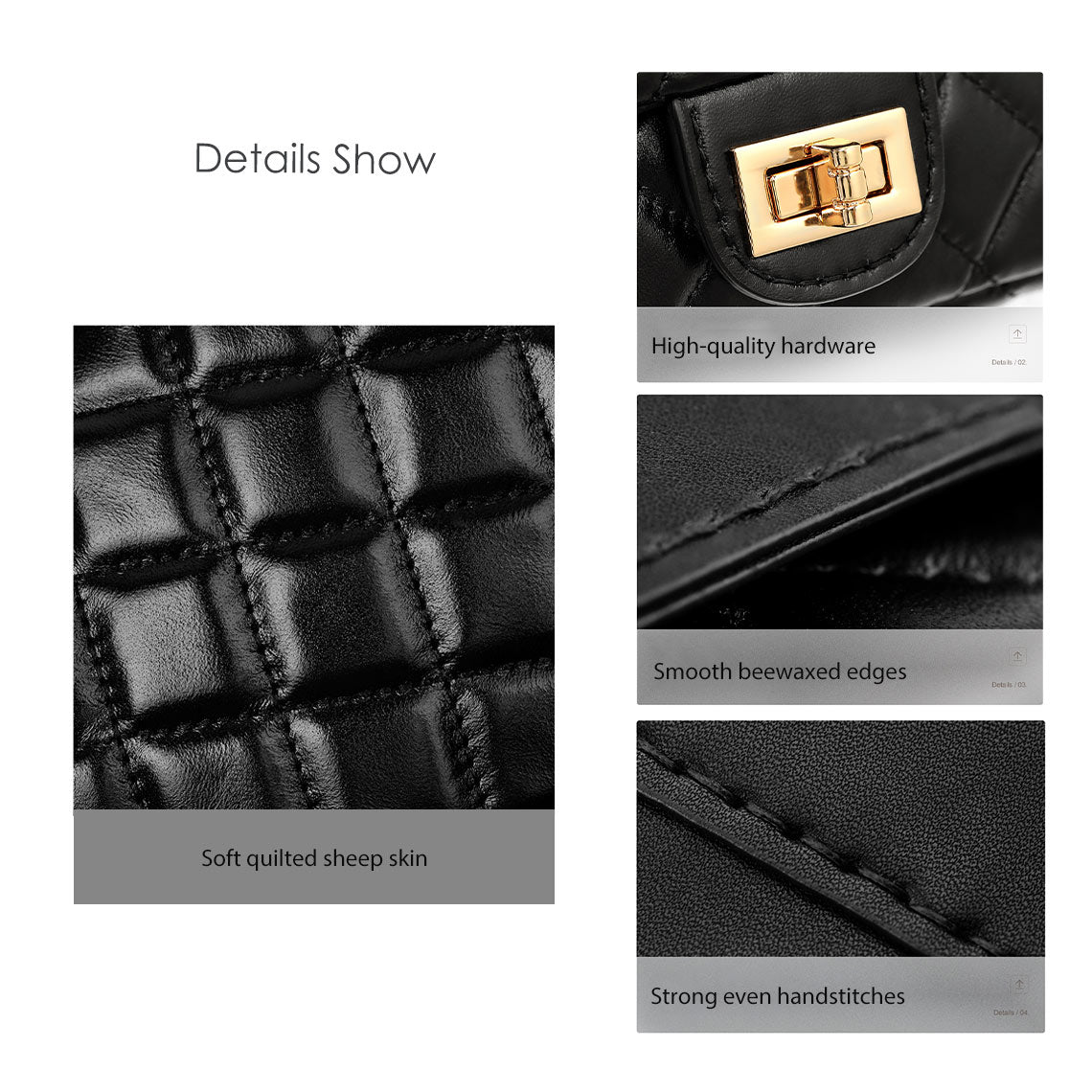Wirkin® Top Grain Leather Small Quilted Chain Bag DIY Kit