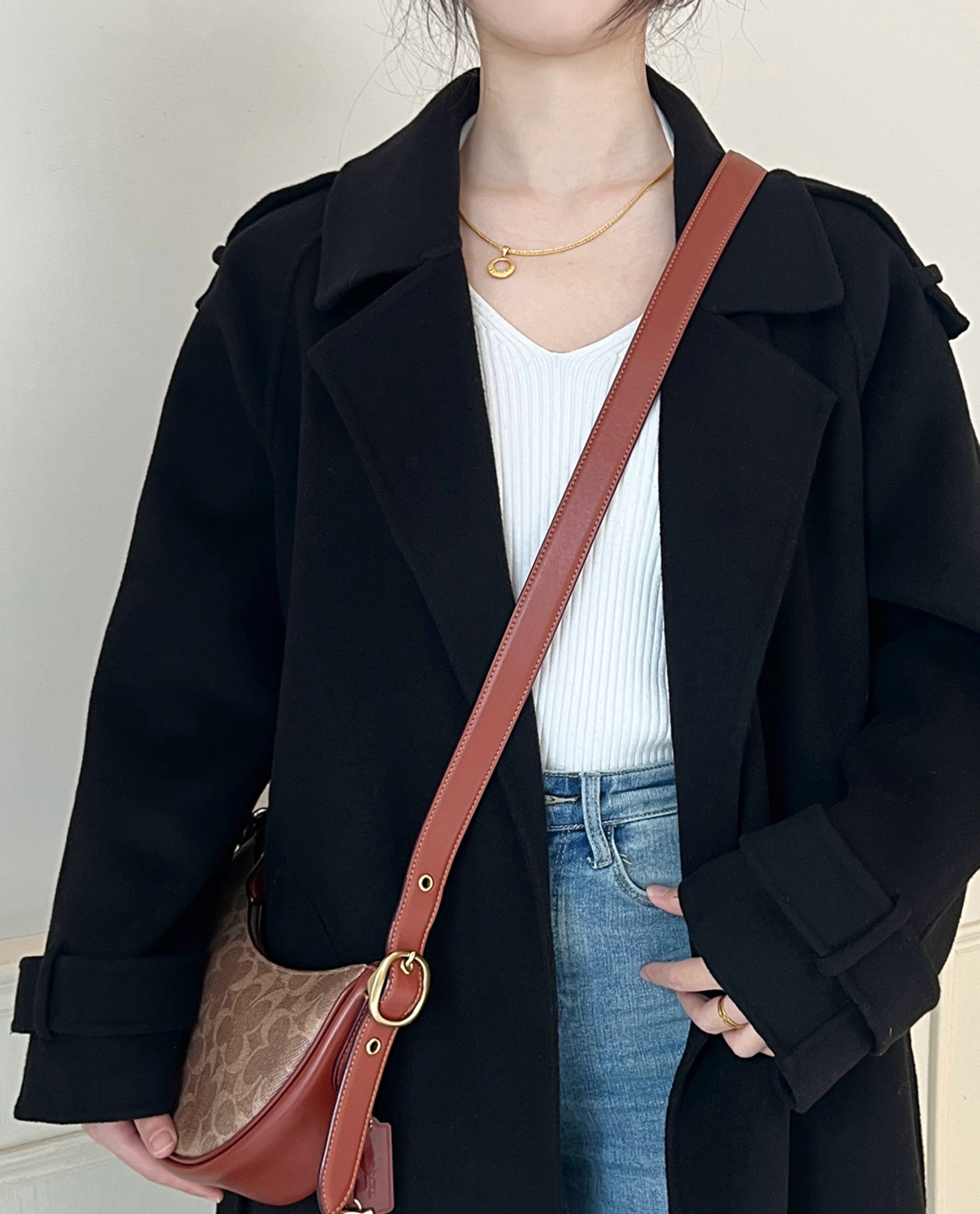 Underarm modification adjustable crossbody strap for Luna Pebble Leather Shoulder Bag, handmade custom leather strap.