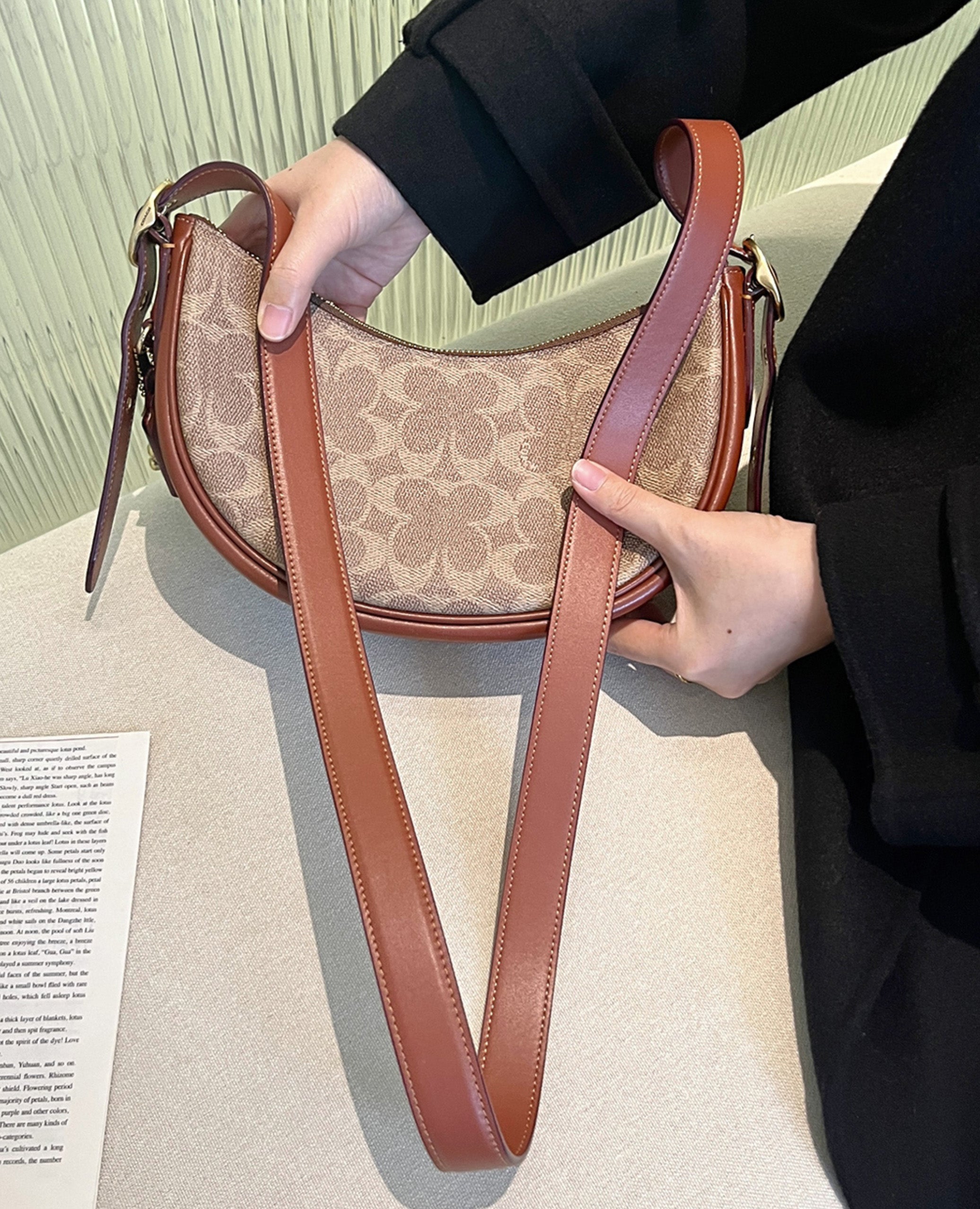 Underarm modification adjustable crossbody strap for Luna Pebble Leather Shoulder Bag, handmade custom leather strap.