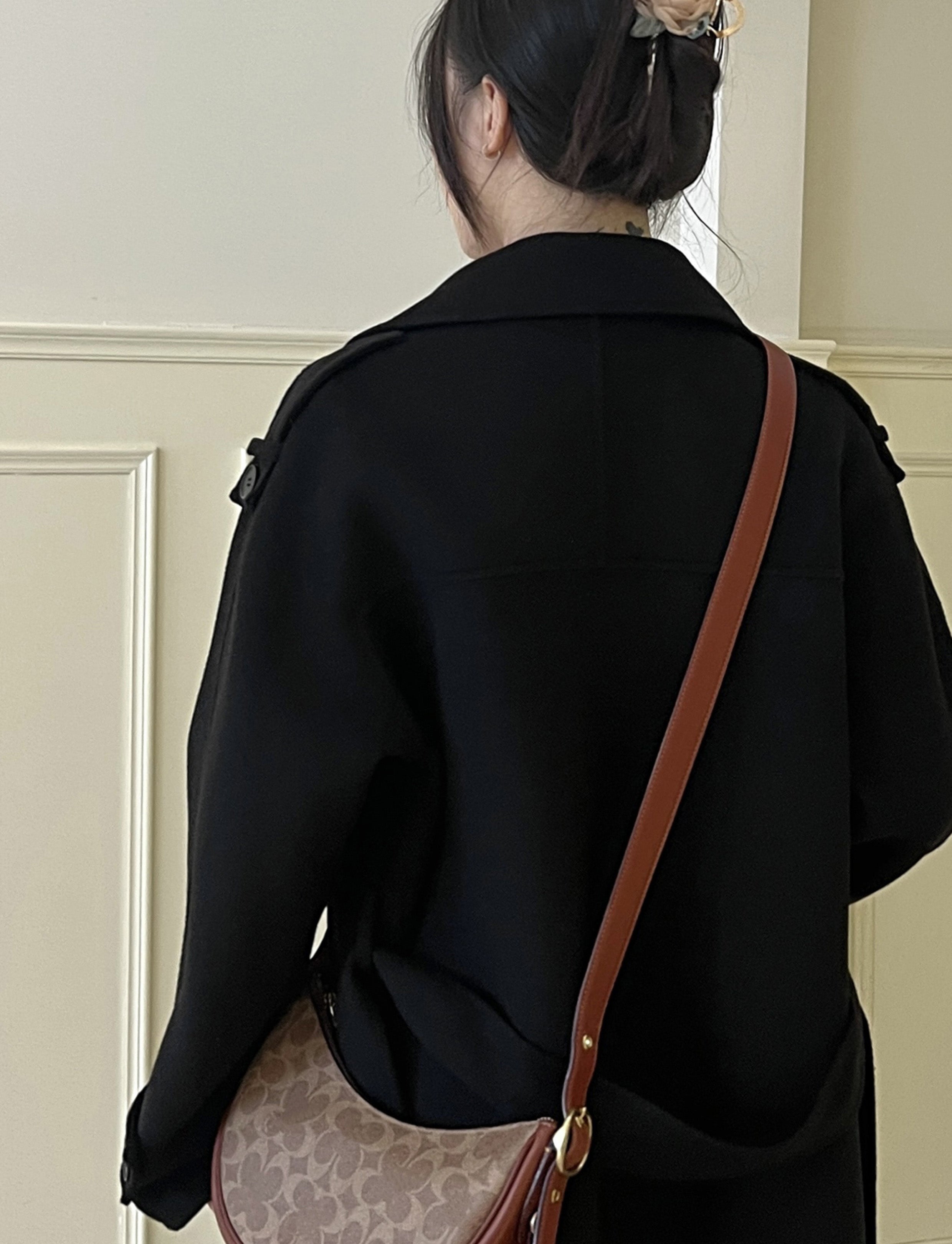 Underarm modification adjustable crossbody strap for Luna Pebble Leather Shoulder Bag, handmade custom leather strap.