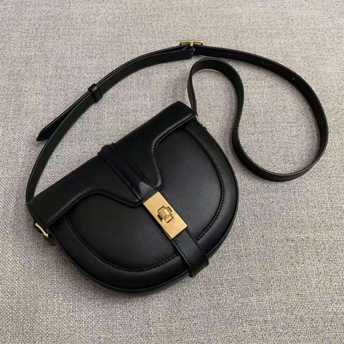 Black saddle bag crossbody | Inspired Celine women's crossbody saddle bag | Wirkin™