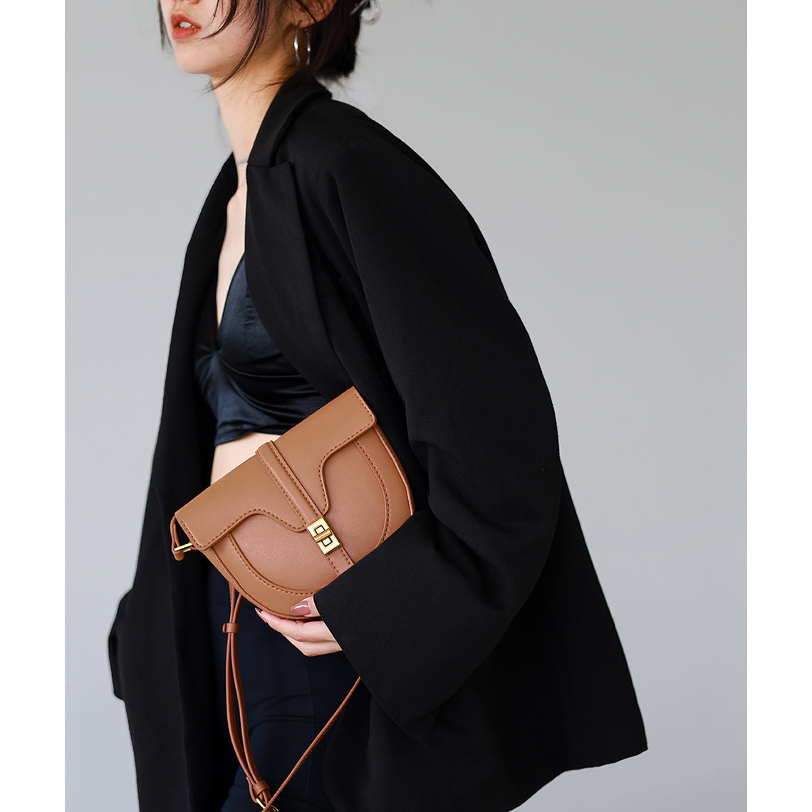 Brown leather crossbody bag for women | Designer saddle bag purse | Wirkin™