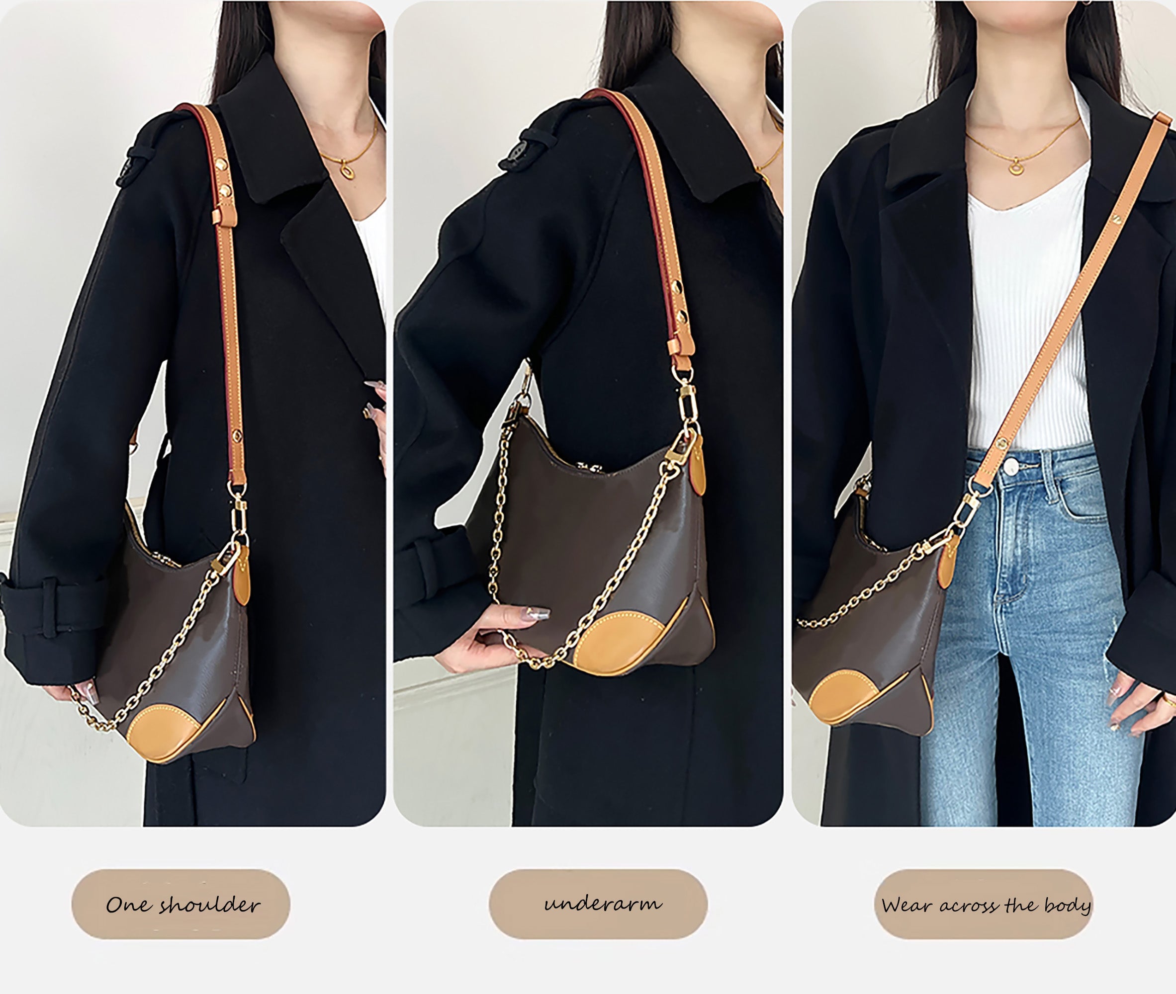 Genuine Leather Shoulder Strap for Boulogne PM Monogram – Replacement Bag Strap, Premium Quality Adjustable Strap for Handbags