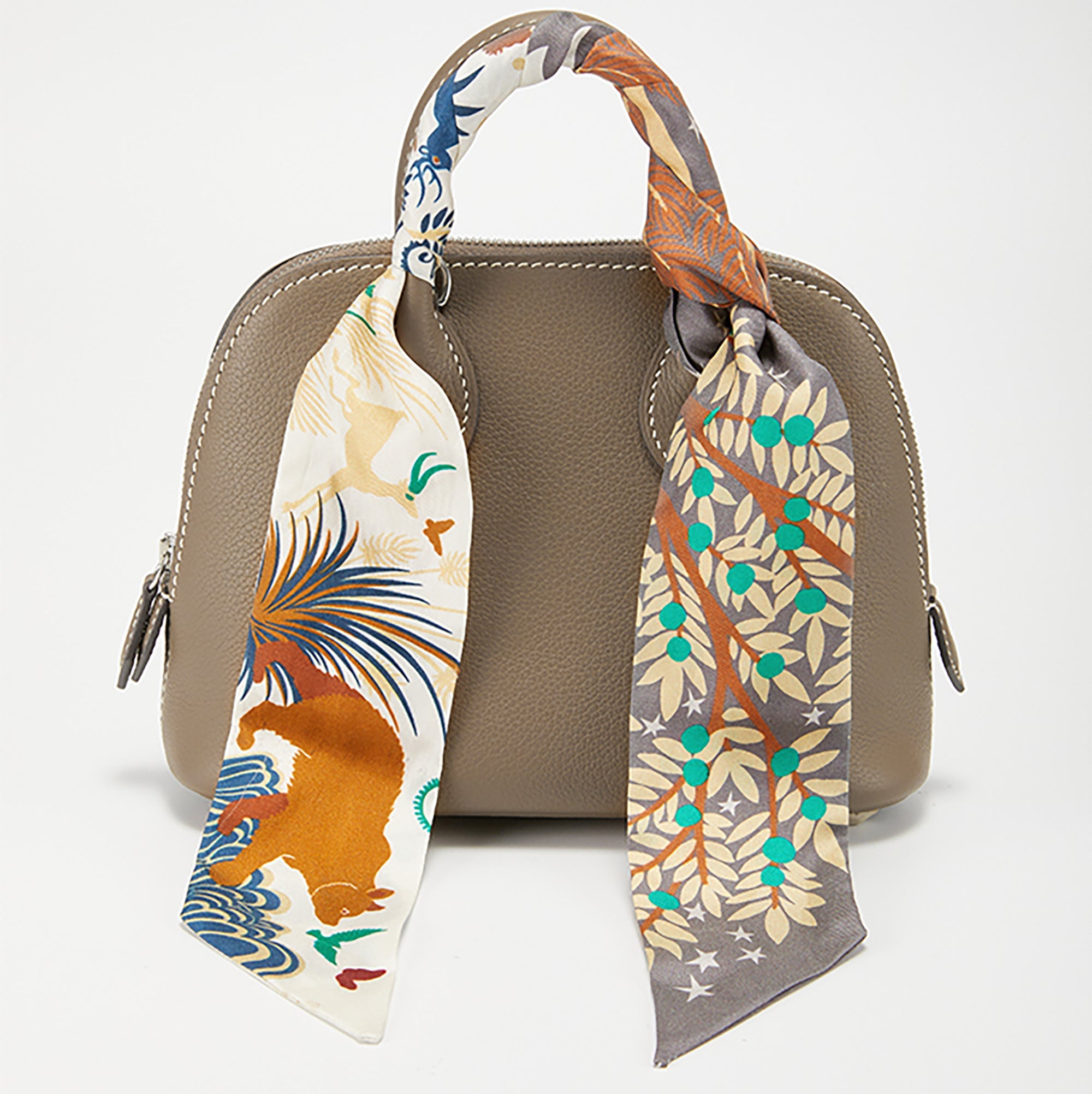Grey Scarf Strap for Bags – Versatile Silk Ribbon, Can Also Be Worn as Neck Accessory