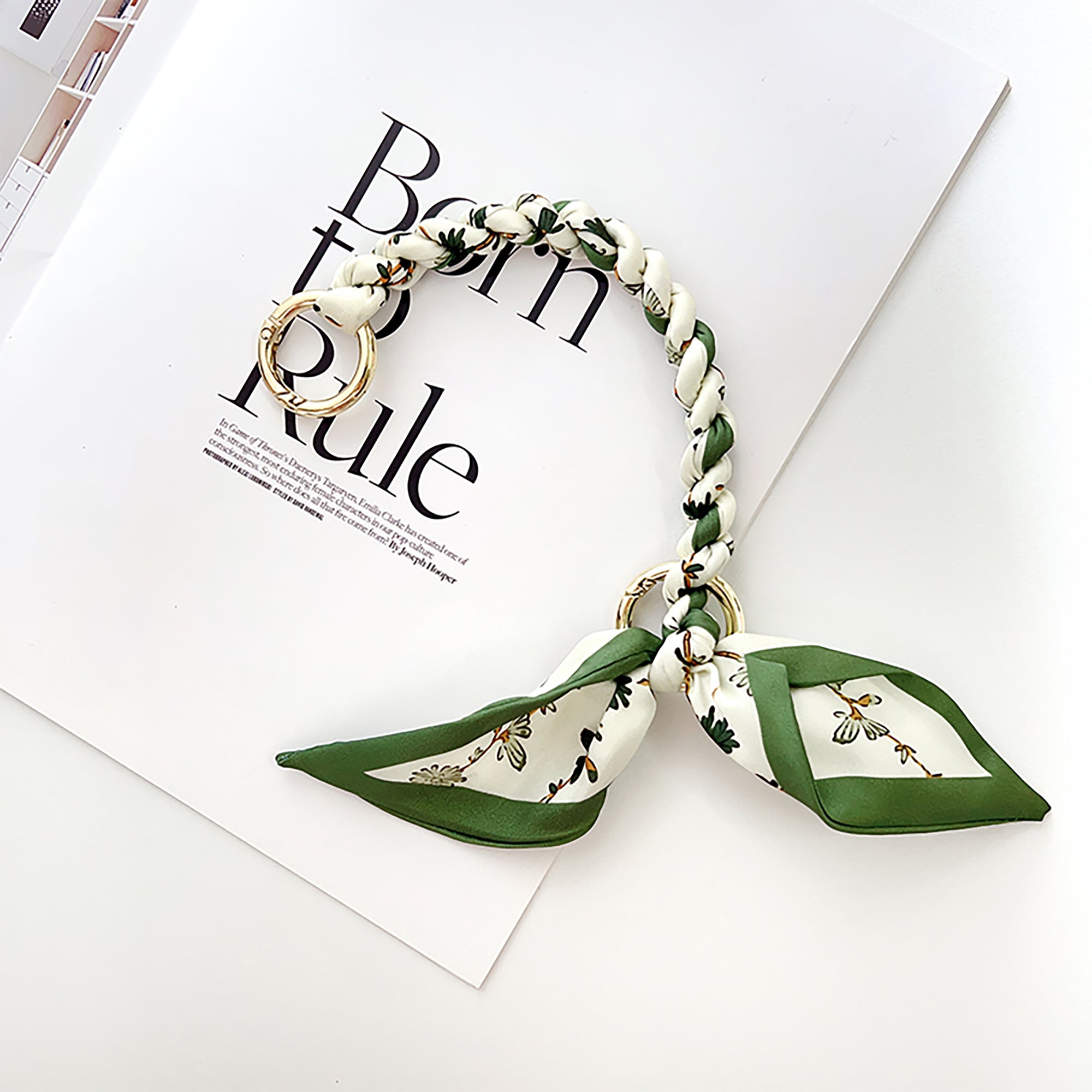 Handcrafted Silk Scarf Handbag Strap – Luxury Chain and Silk Scarf Woven DIY Decorative Chain for Bag Replacement