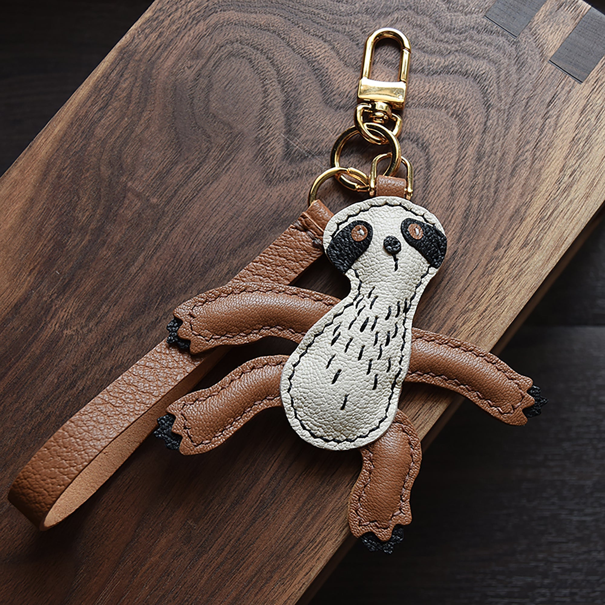 Handmade Sloth Leather Keychain - Unique Sloth Key Holder for Bags & Car Keys - Custom Leather Pendant