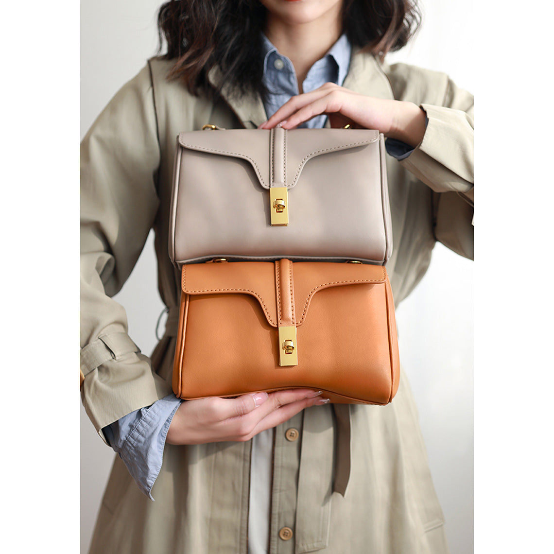 Medium Soft 16 Crossbody Bag in Brown & Grey | Inspired Designer Bags - Wirkin™