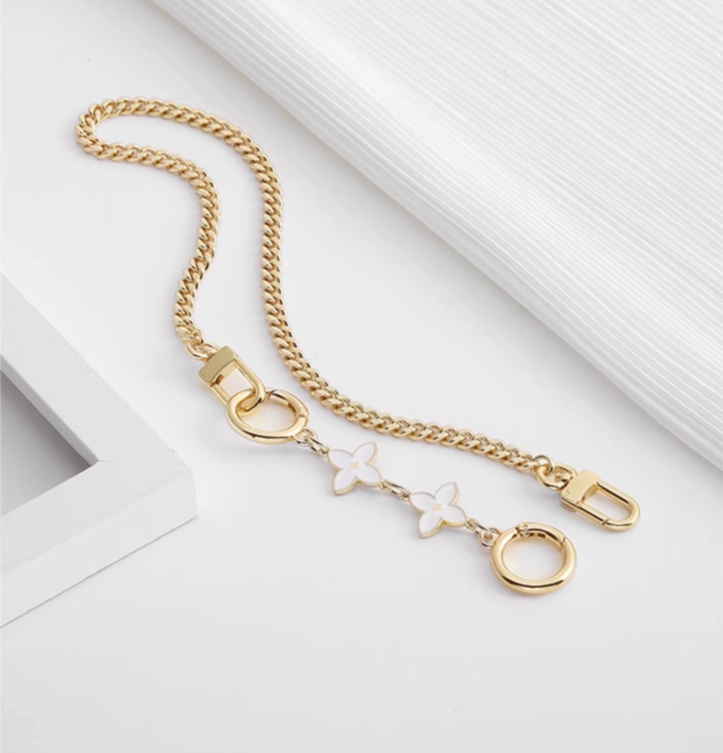 Metal Chain Extension with Four-Leaf Clover Design – Replacement Strap for Small Shoulder & Clutch Bags