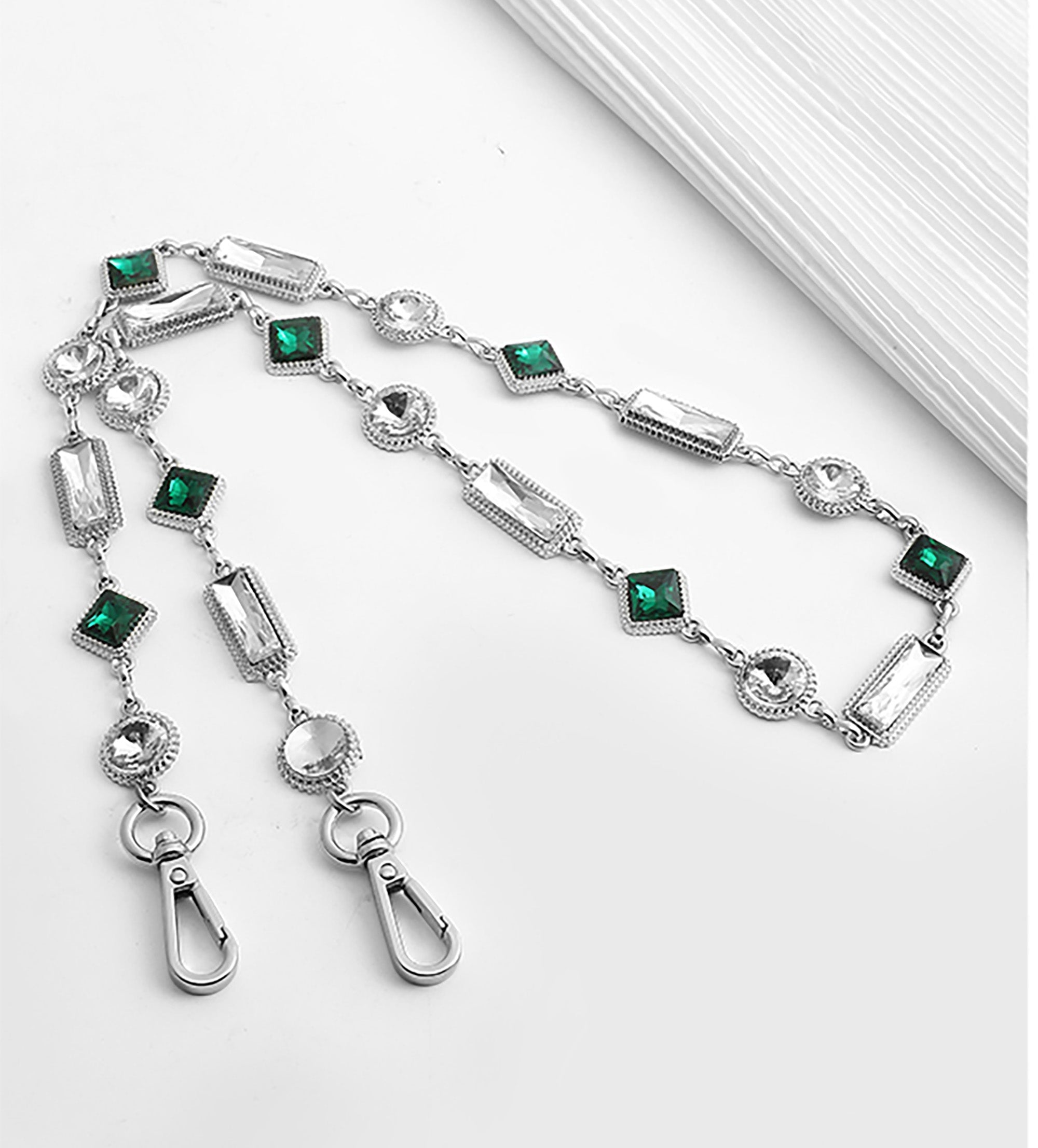 Bag chain modification with colorful rhinestones crossbody bag chain accessory metal shoulder strap for underarm