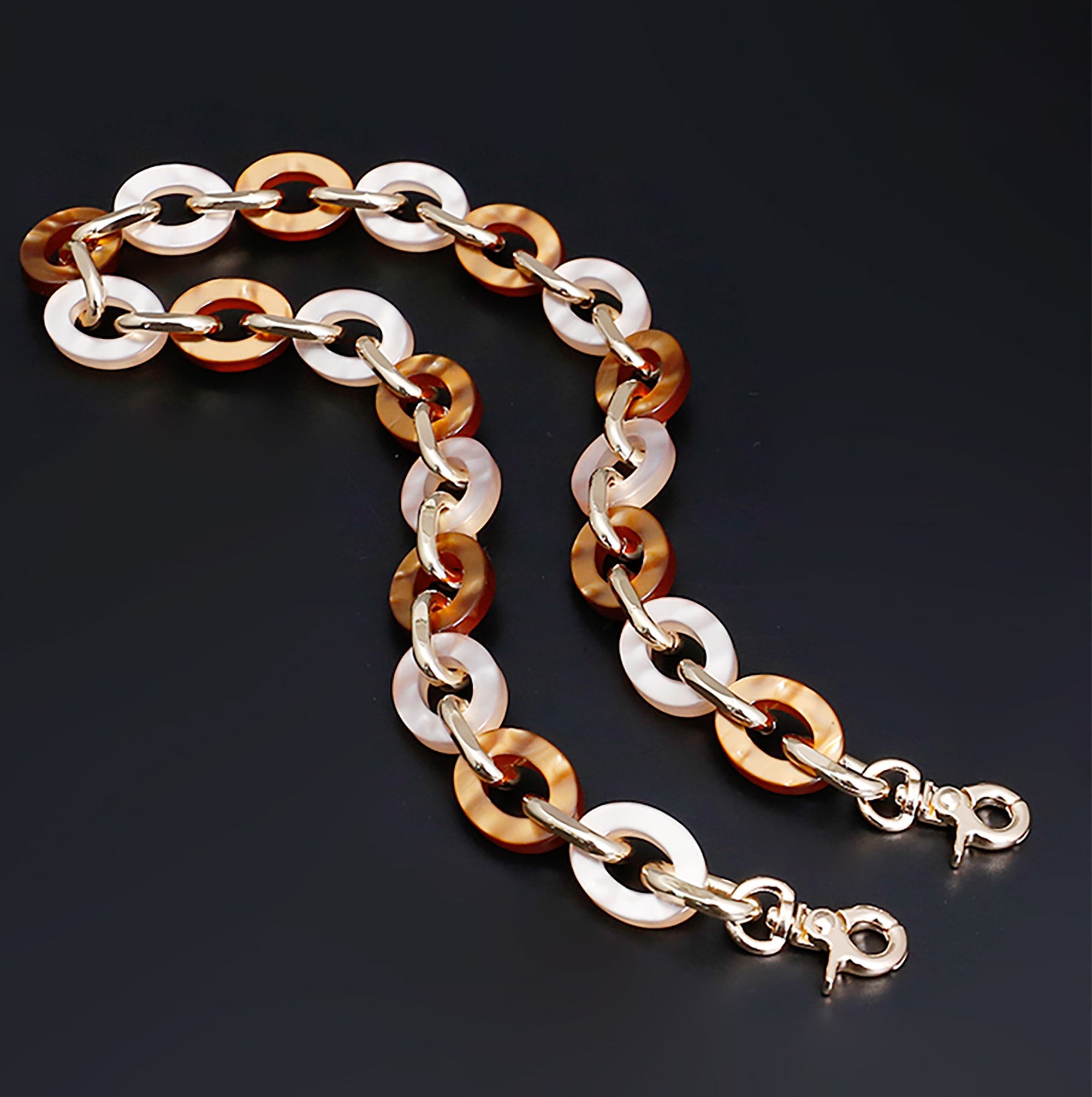 Vintage underarm bag chain, acrylic resin chain, single shoulder handbag strap accessory.
