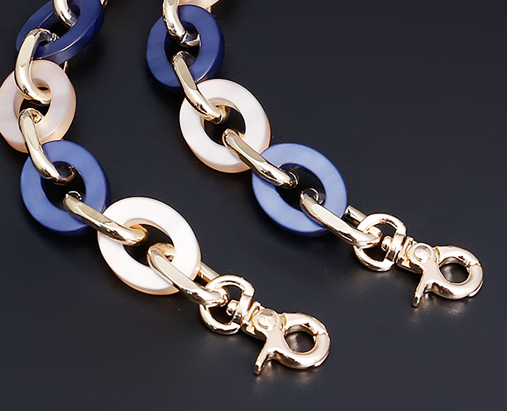 Vintage underarm bag chain, acrylic resin chain, single shoulder handbag strap accessory.