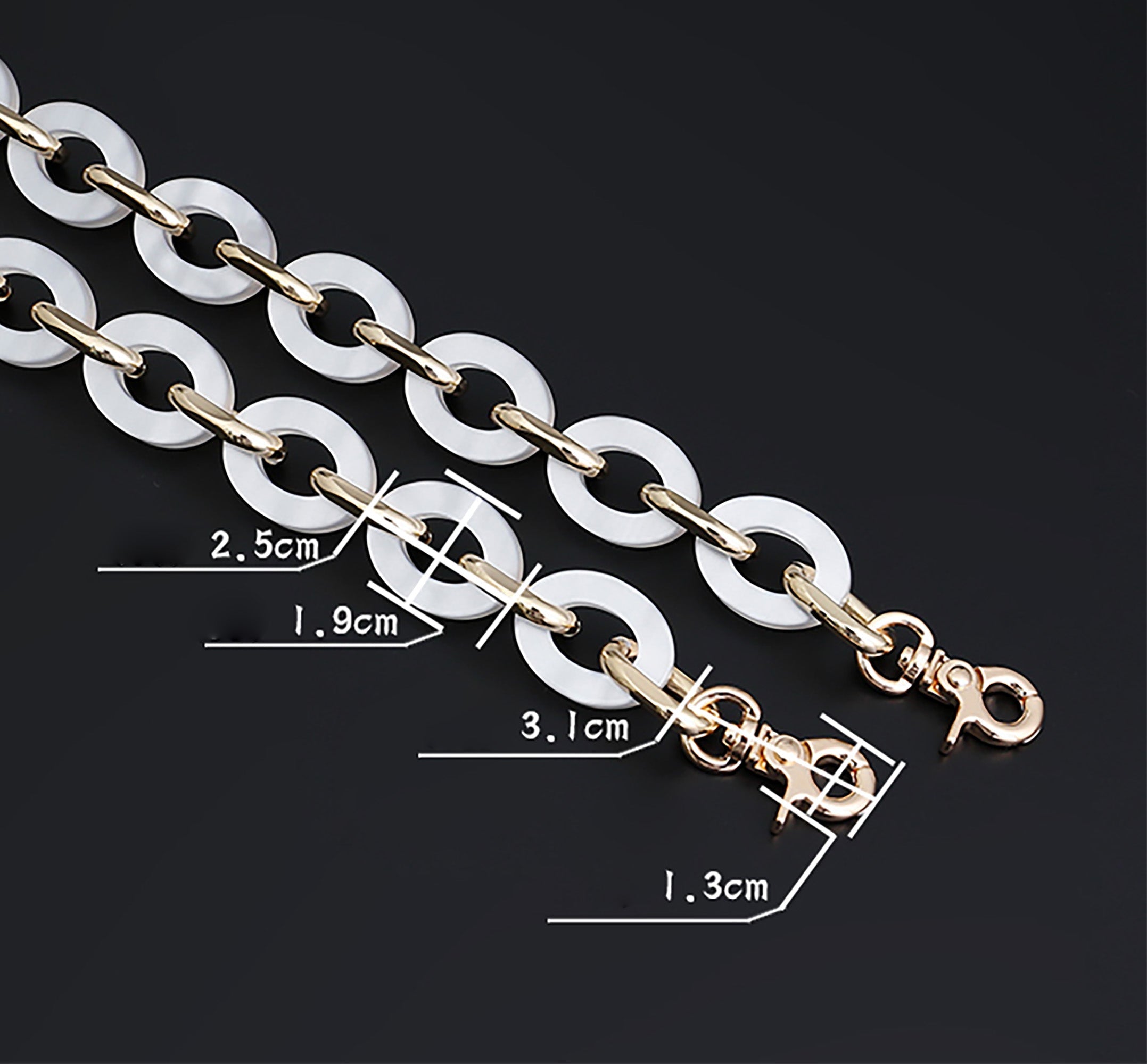 Vintage underarm bag chain, acrylic resin chain, single shoulder handbag strap accessory.