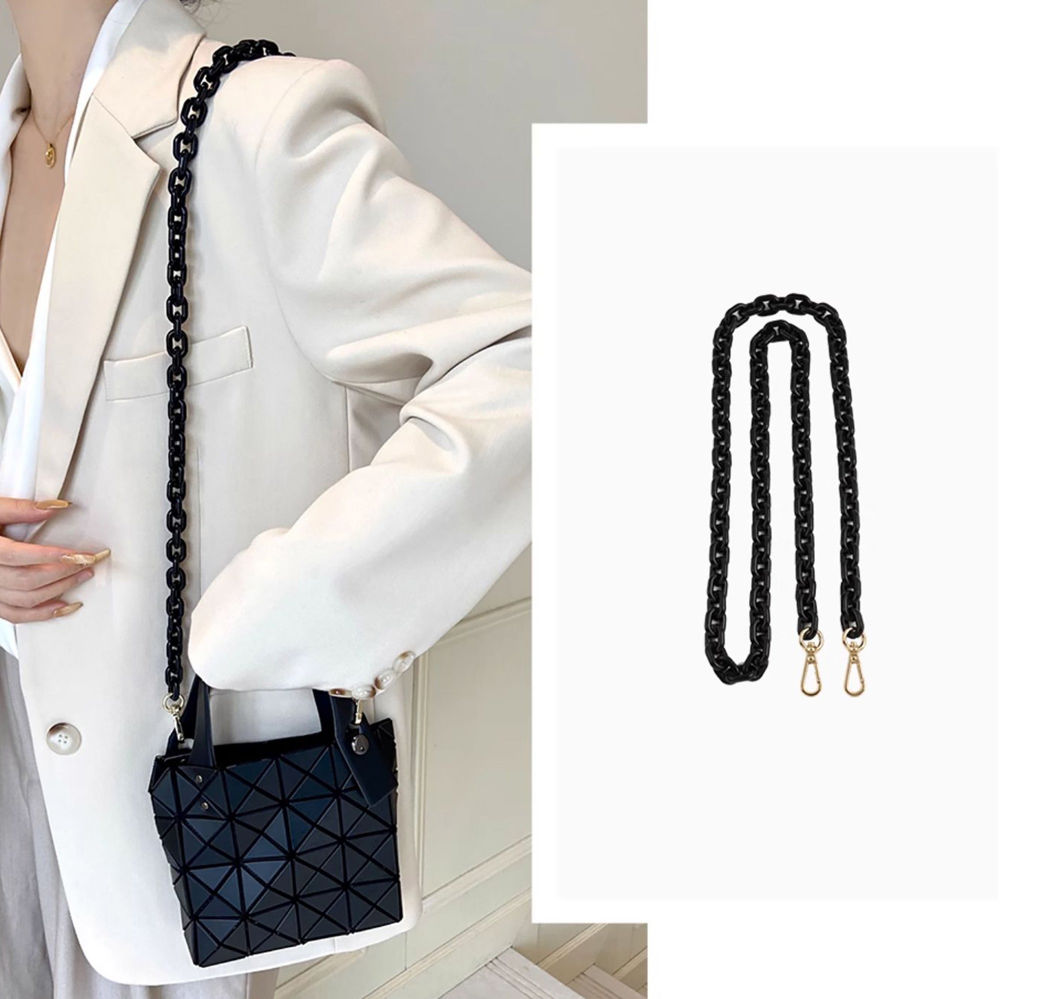 Resin Shoulder Strap for BAO BAO CARAT, Acrylic Chain Crossbody Accessory