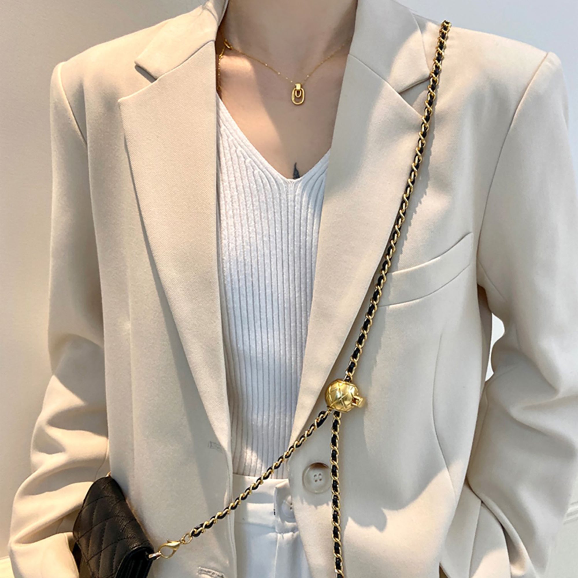 Handmade Gold Ball Chain Strap with Clear Liner for Wallet & Purse Transformation – Customizable Short Shoulder Strap for Women