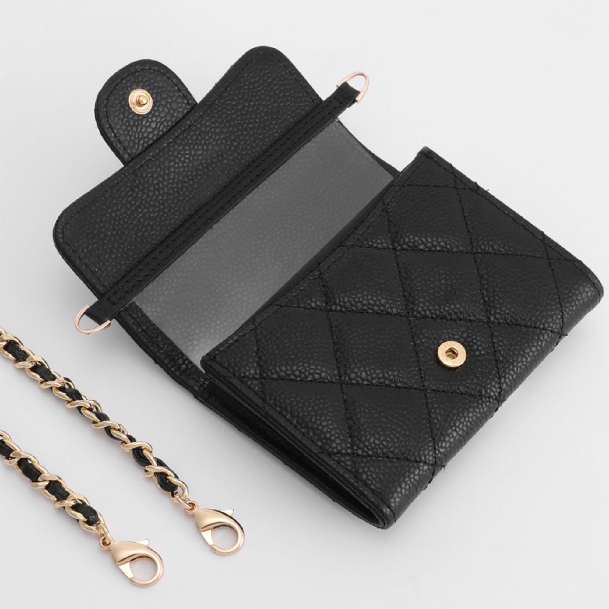 Handmade Gold Ball Chain Strap with Clear Liner for Wallet & Purse Transformation – Customizable Short Shoulder Strap for Women