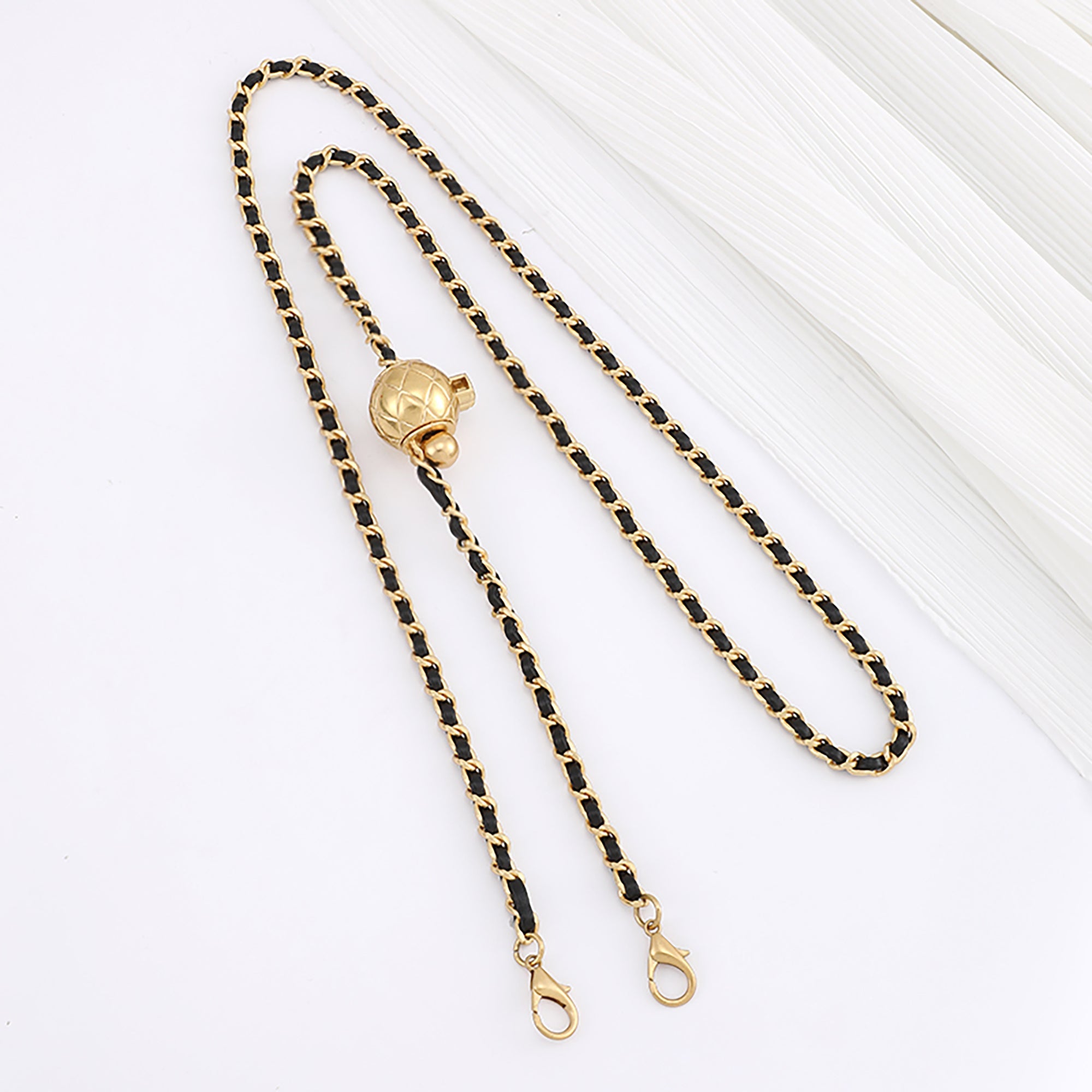 Handmade Gold Ball Chain Strap with Clear Liner for Wallet & Purse Transformation – Customizable Short Shoulder Strap for Women
