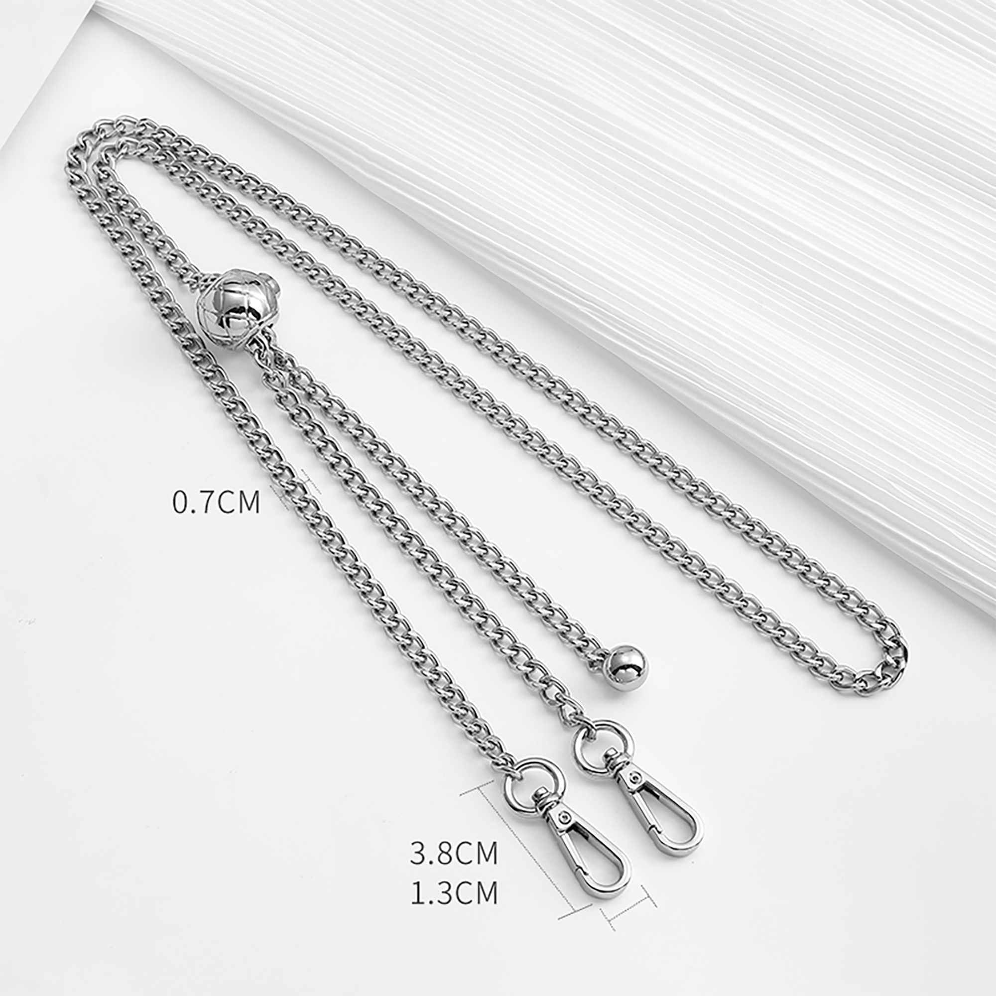 Small Gold Ball Chain Bag Strap, Color-Fast Metal, Adjustable High-End Shoulder Strap Accessory.