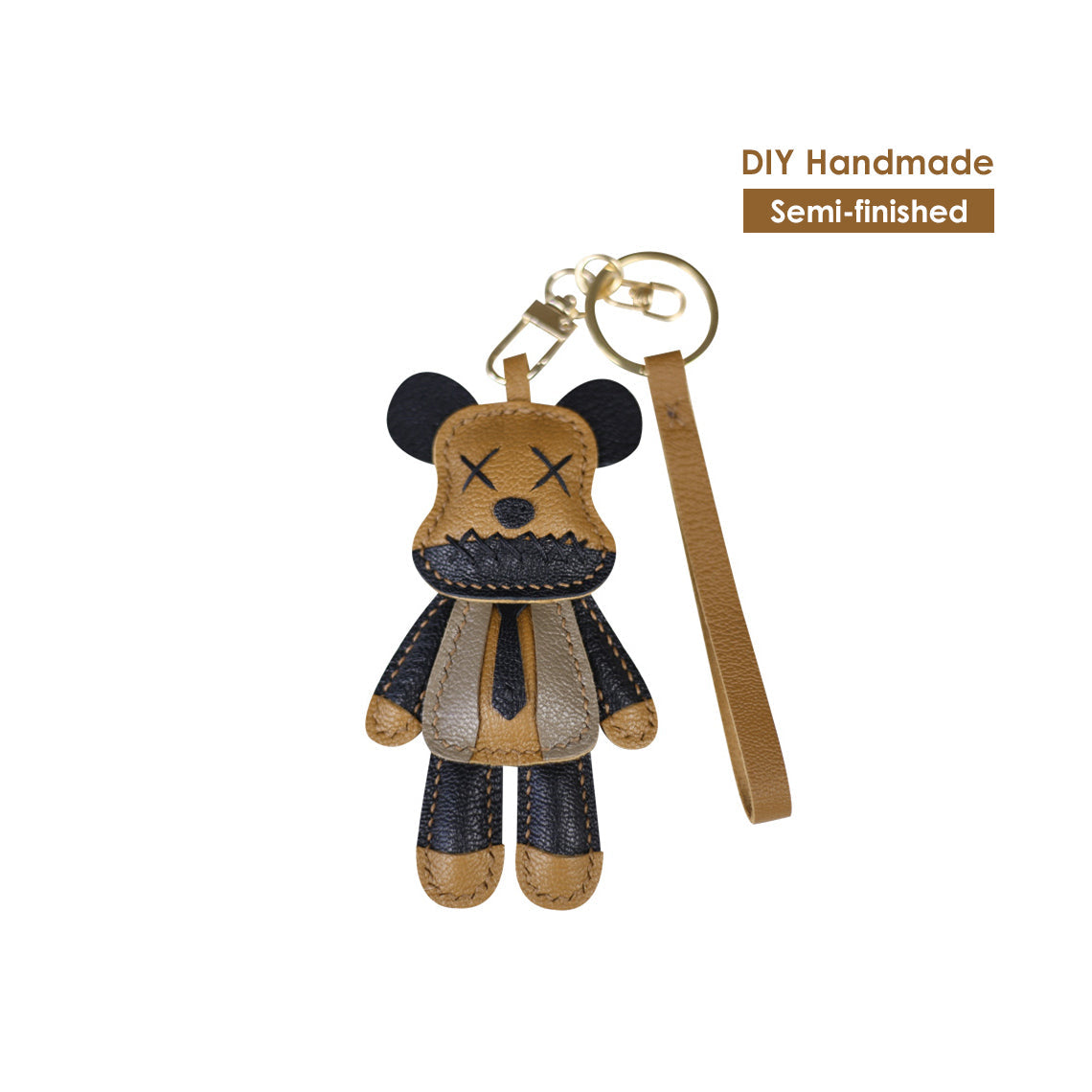 Stylish Bear Leather Keychain Charm | DIY Keychain Kits Teddy Bear Keychain - Wirkin™