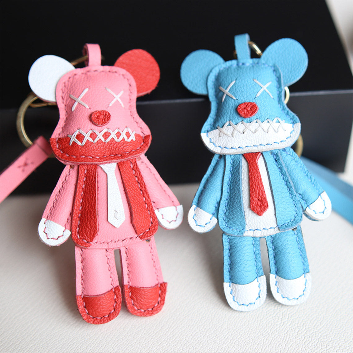 Handmade Luxury Blue and Pink Violent Bear Keychain DIY Kit - Wirkin™