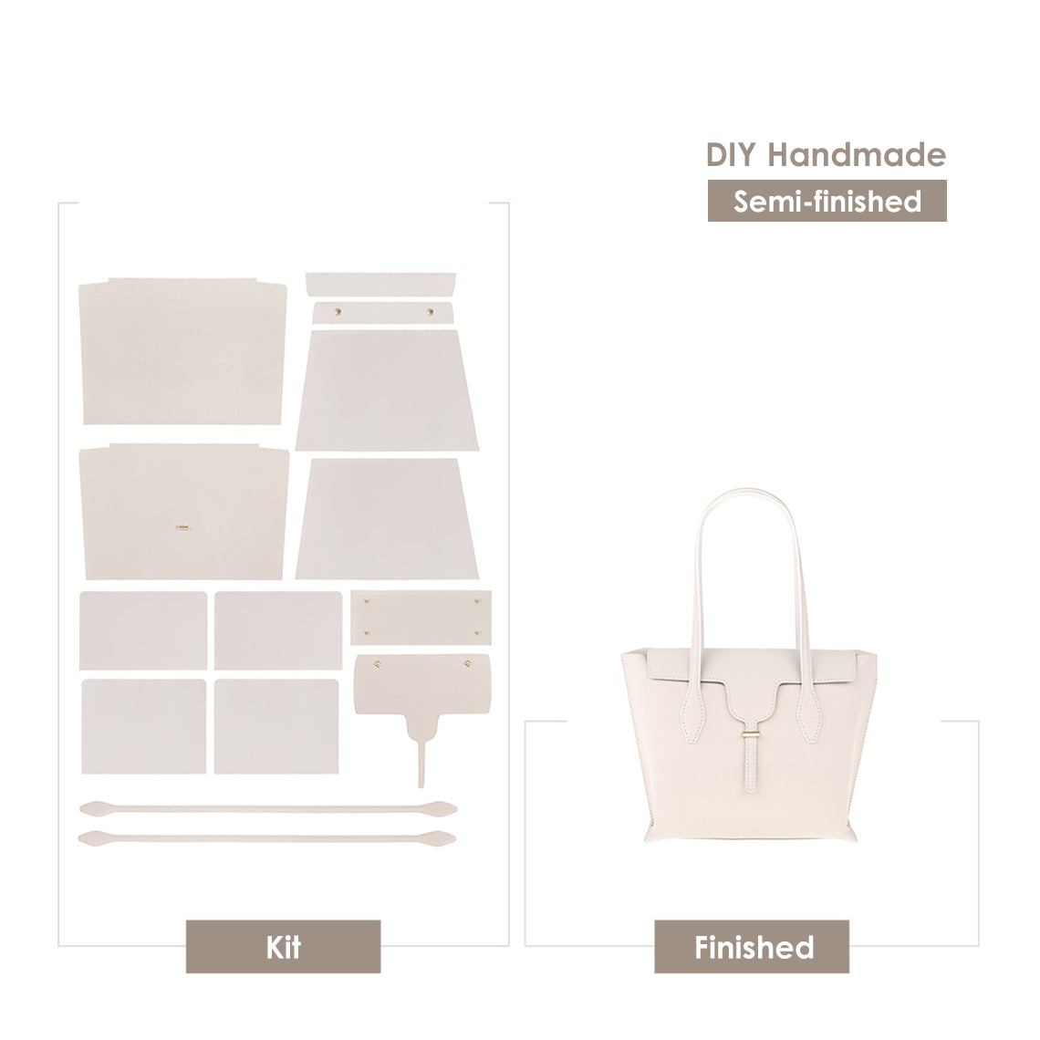Wirkin® Leather Women White Tote Bag DIY Kit