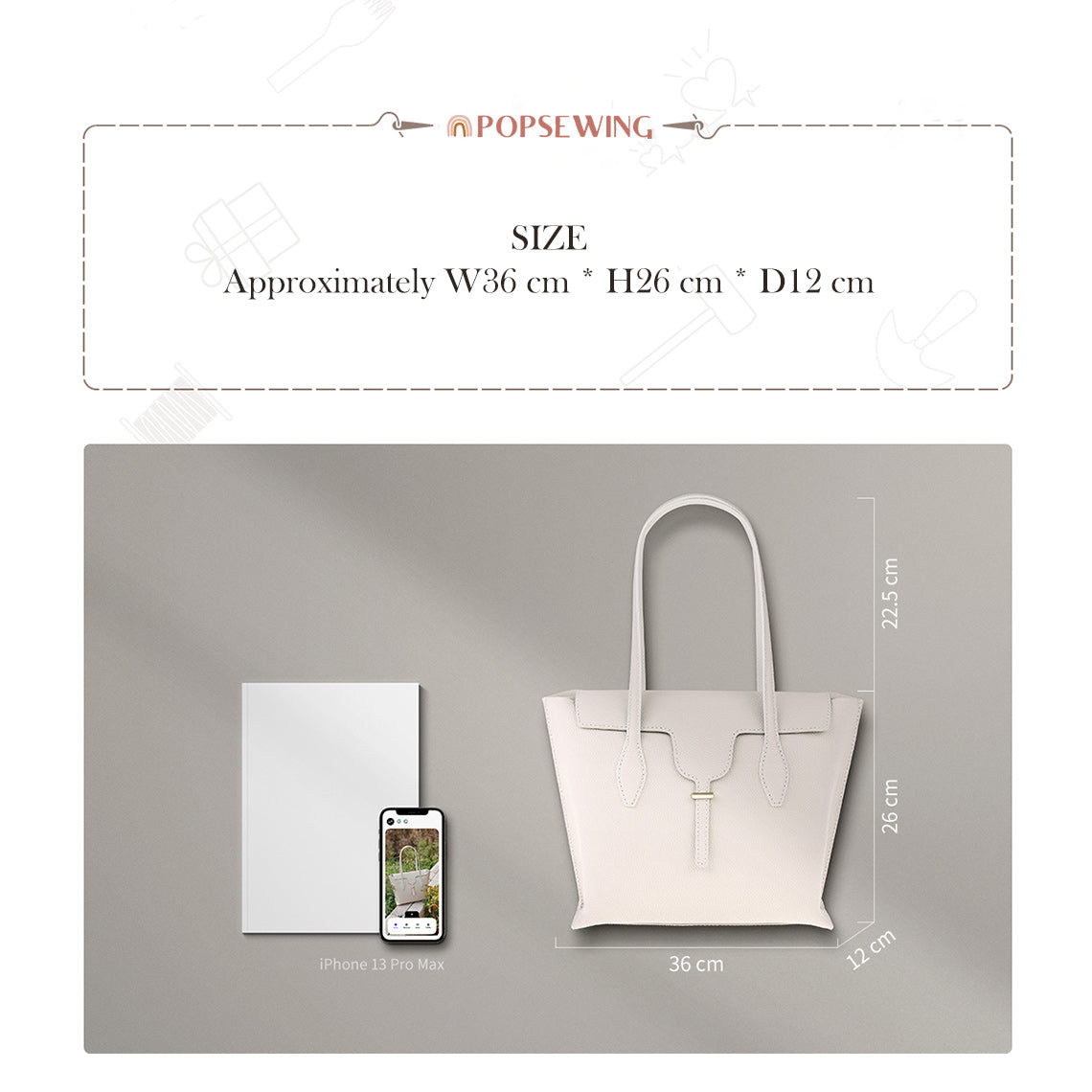 Wirkin® Leather Women White Tote Bag DIY Kit