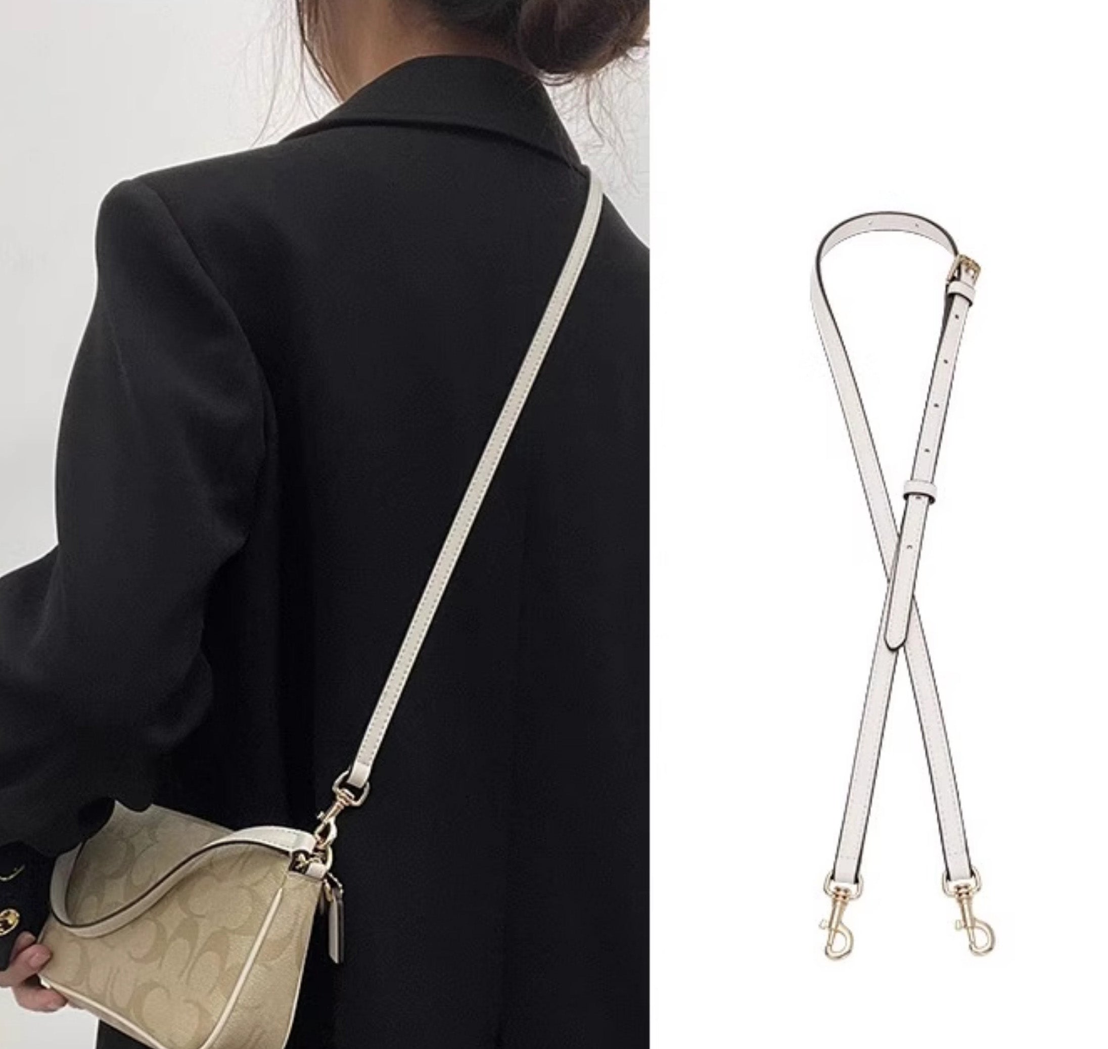Adjustable genuine leather strap for Zip30 tote bag, 1.1 cm length strap accessory