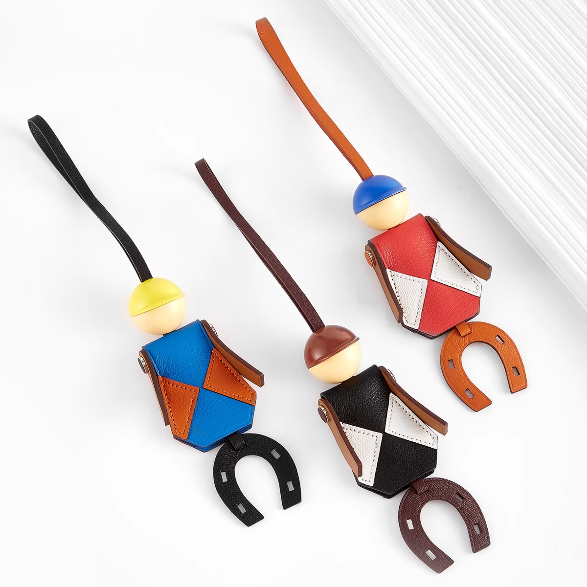 Leather Jockey Keychain Pendant – Stylish Horse Rider Charm for Evelyn, Birkin, and Kelly Bags
