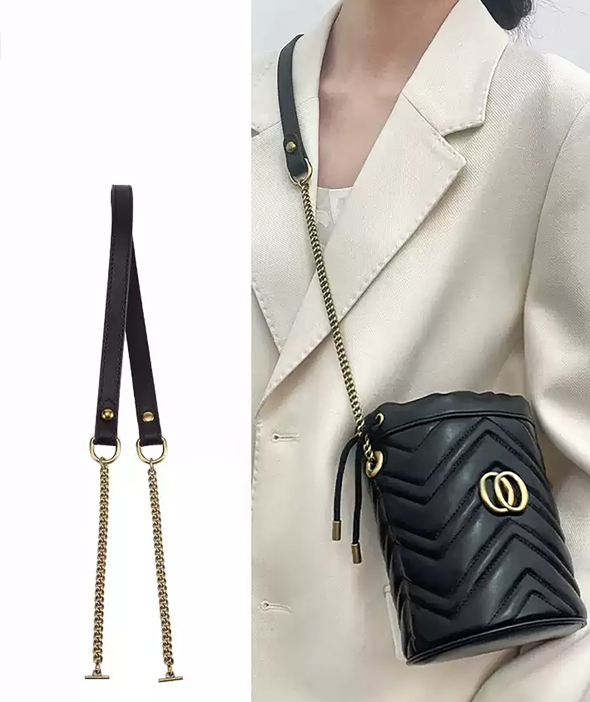 Marmont Bag Replacement Strap, Crossbody Chain Bag Shoulder Strap Makeover, Genuine Leather Underarm Bag Strap Accessory