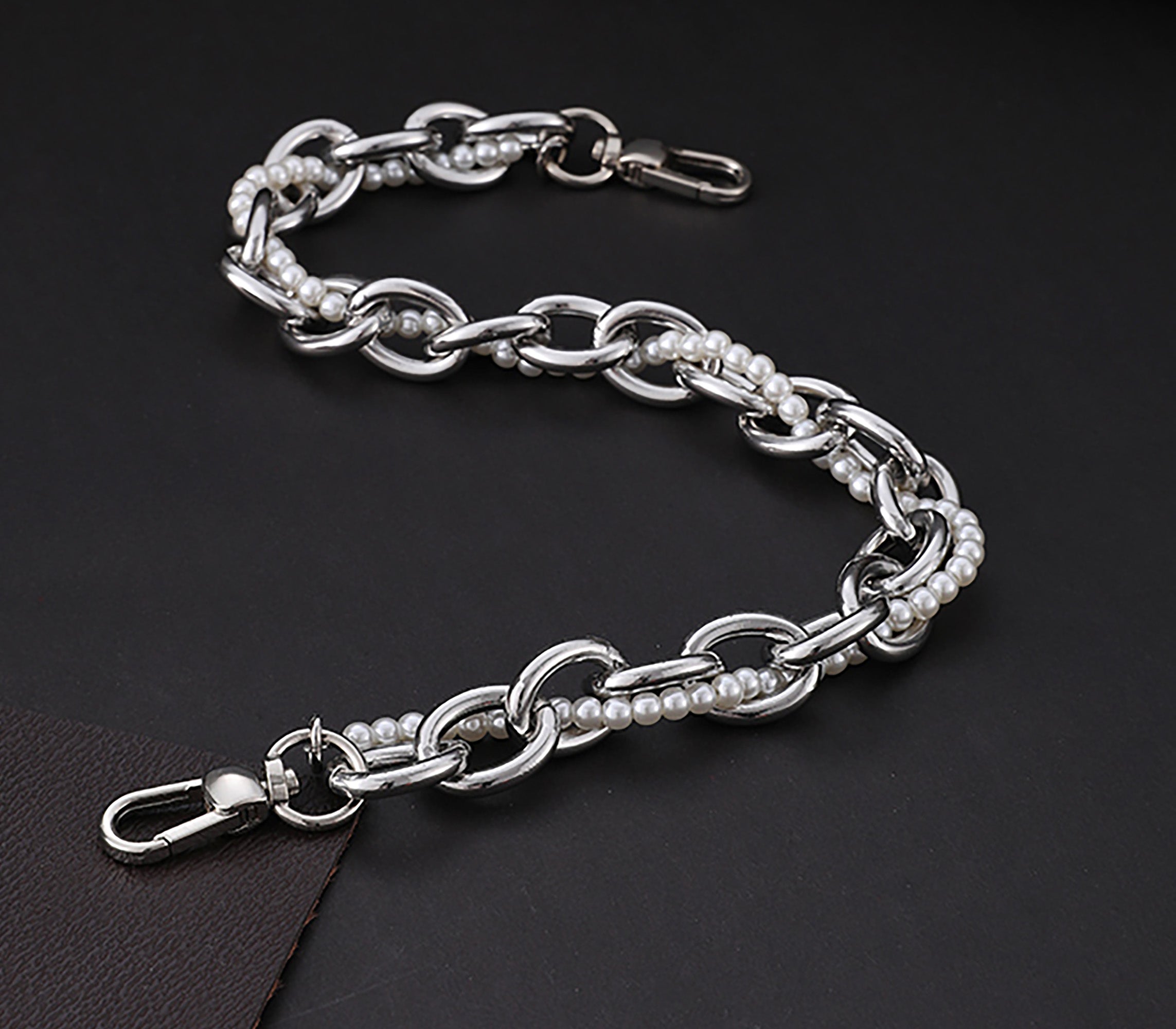 Underarm bag pearl handle decorative accessory chain metal bag strap shoulder strap
