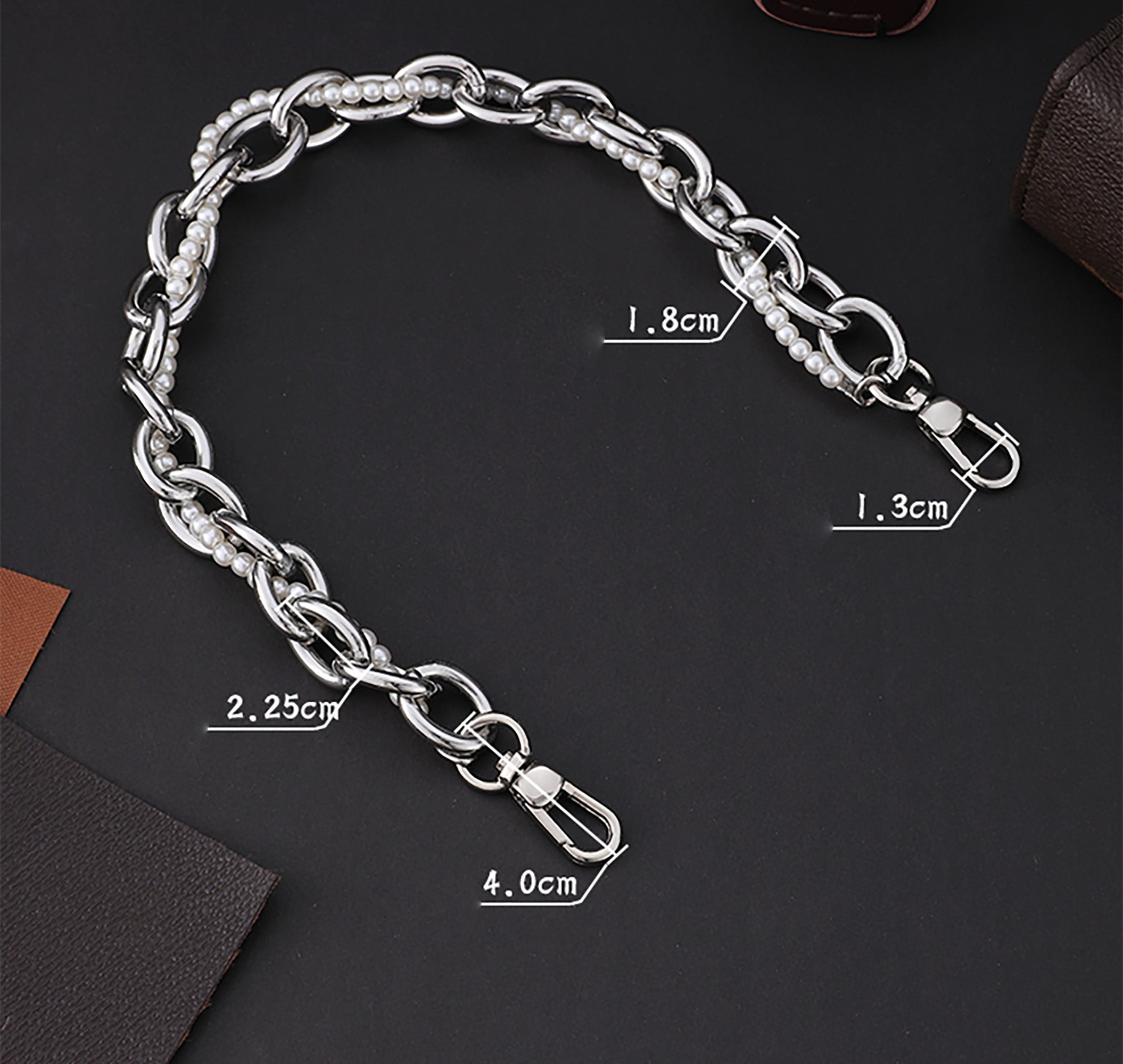 Underarm bag pearl handle decorative accessory chain metal bag strap shoulder strap