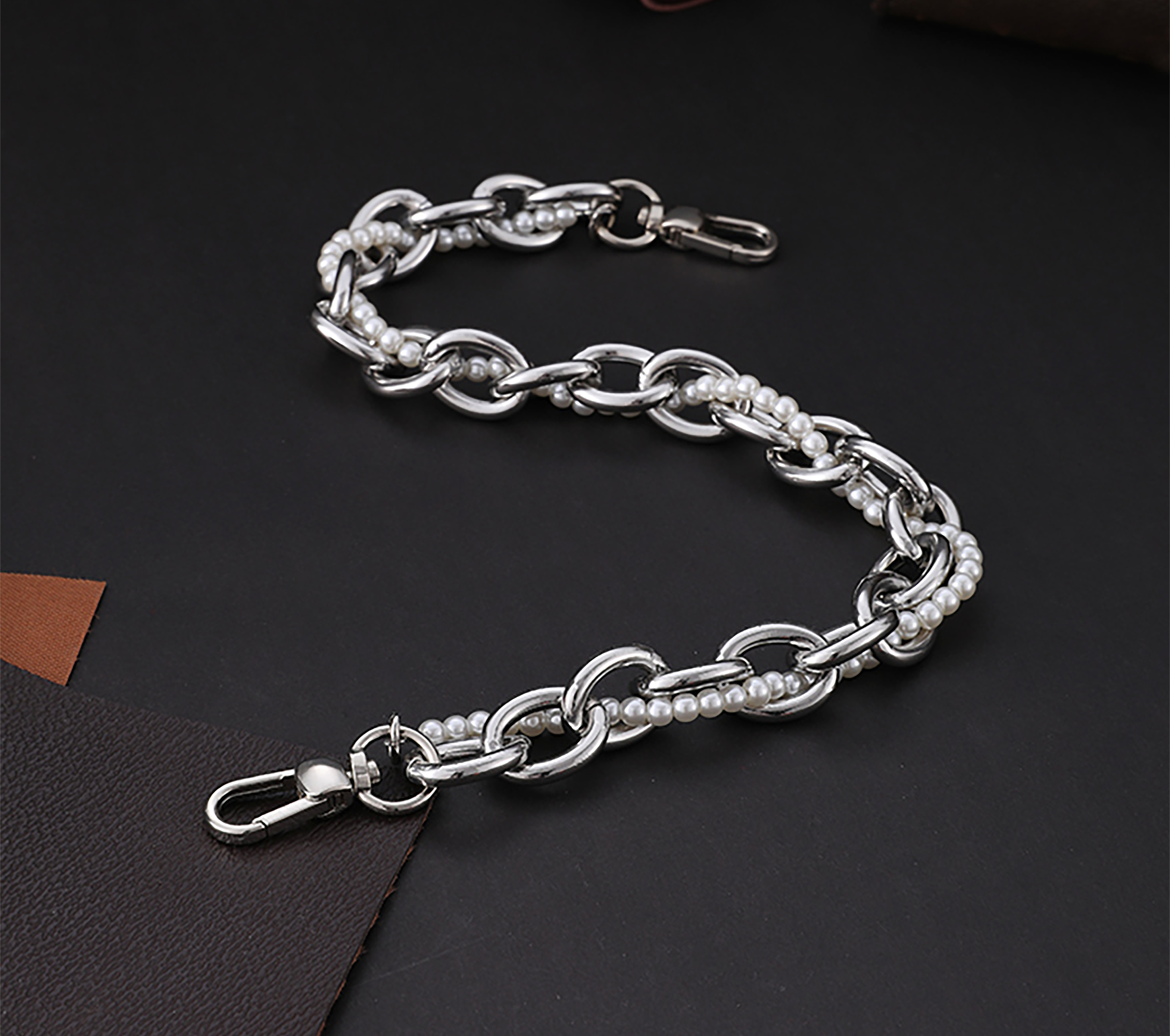 Underarm bag pearl handle decorative accessory chain metal bag strap shoulder strap