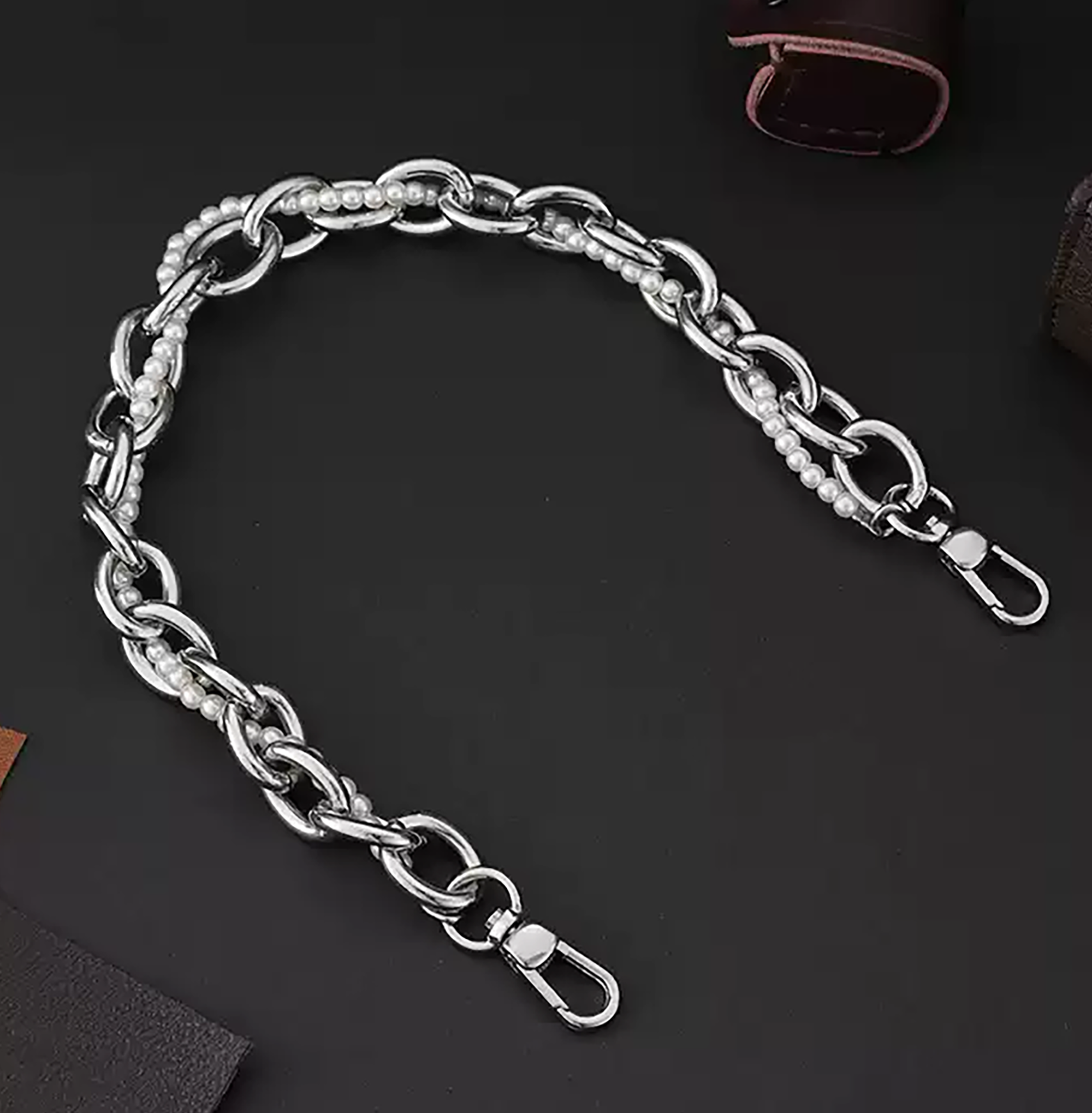 Underarm bag pearl handle decorative accessory chain metal bag strap shoulder strap