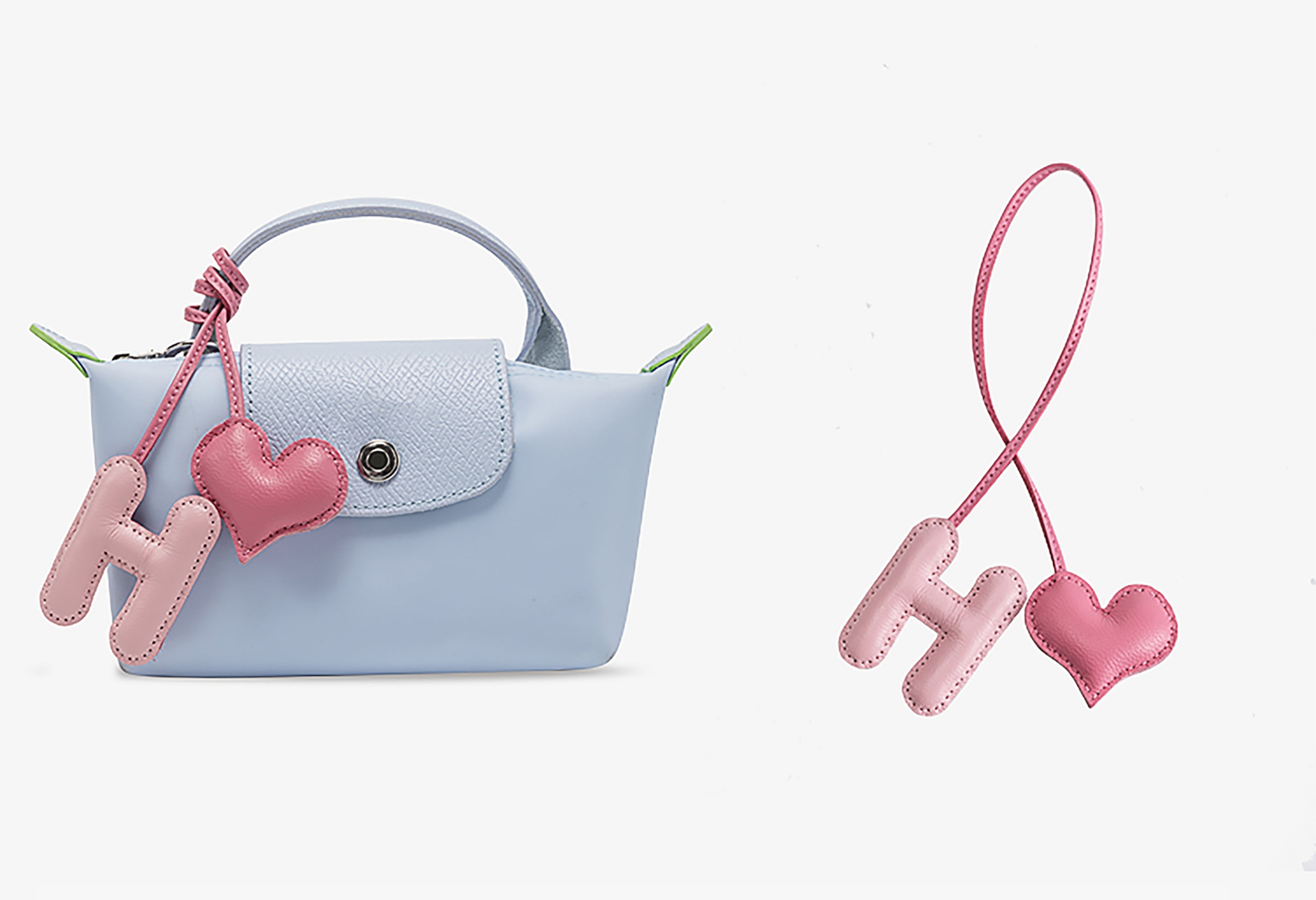Le Pliage Original Bag Charm, Letter Strap, Genuine Leather Bag Decoration, Creative Keychain