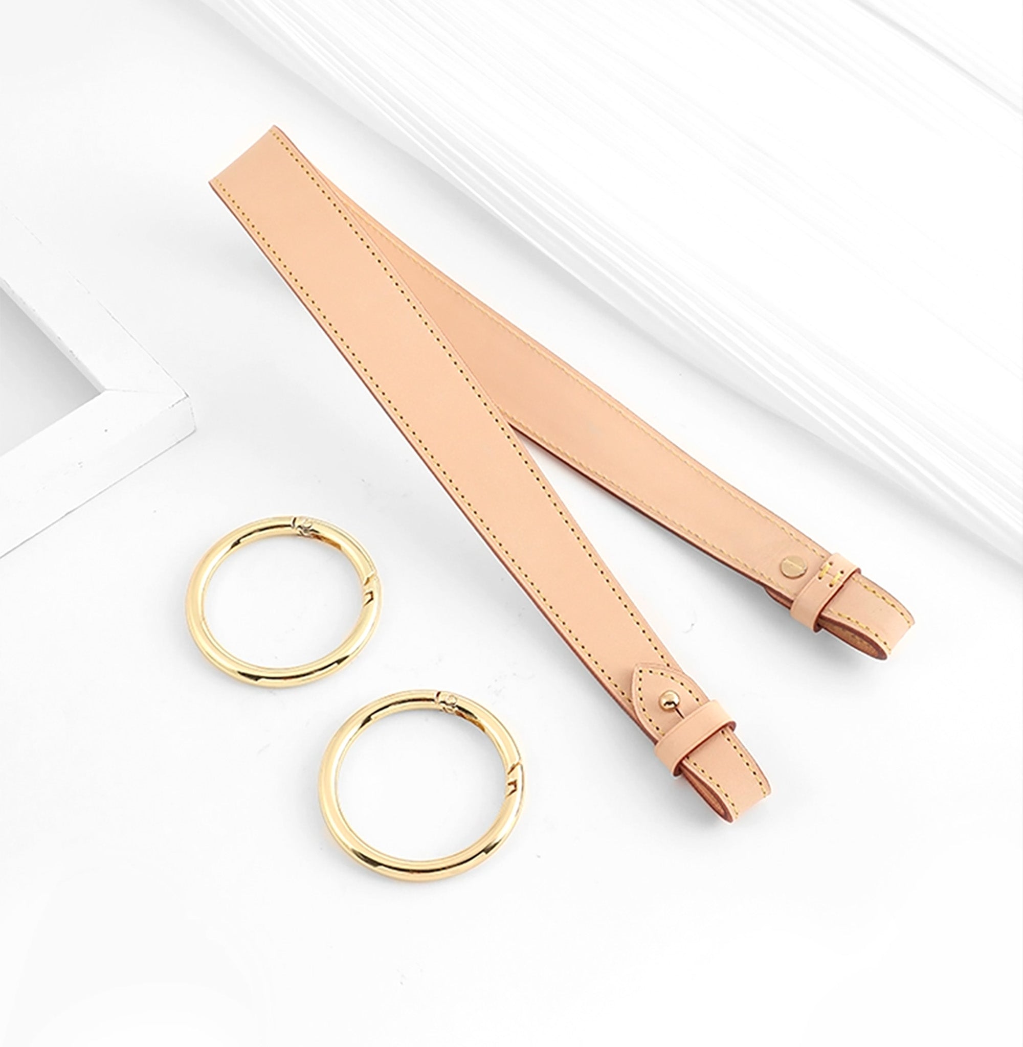 Vachetta Leather Shoulder Strap – Customizable Veg-Tan Leather Strap for Large Makeup Bags