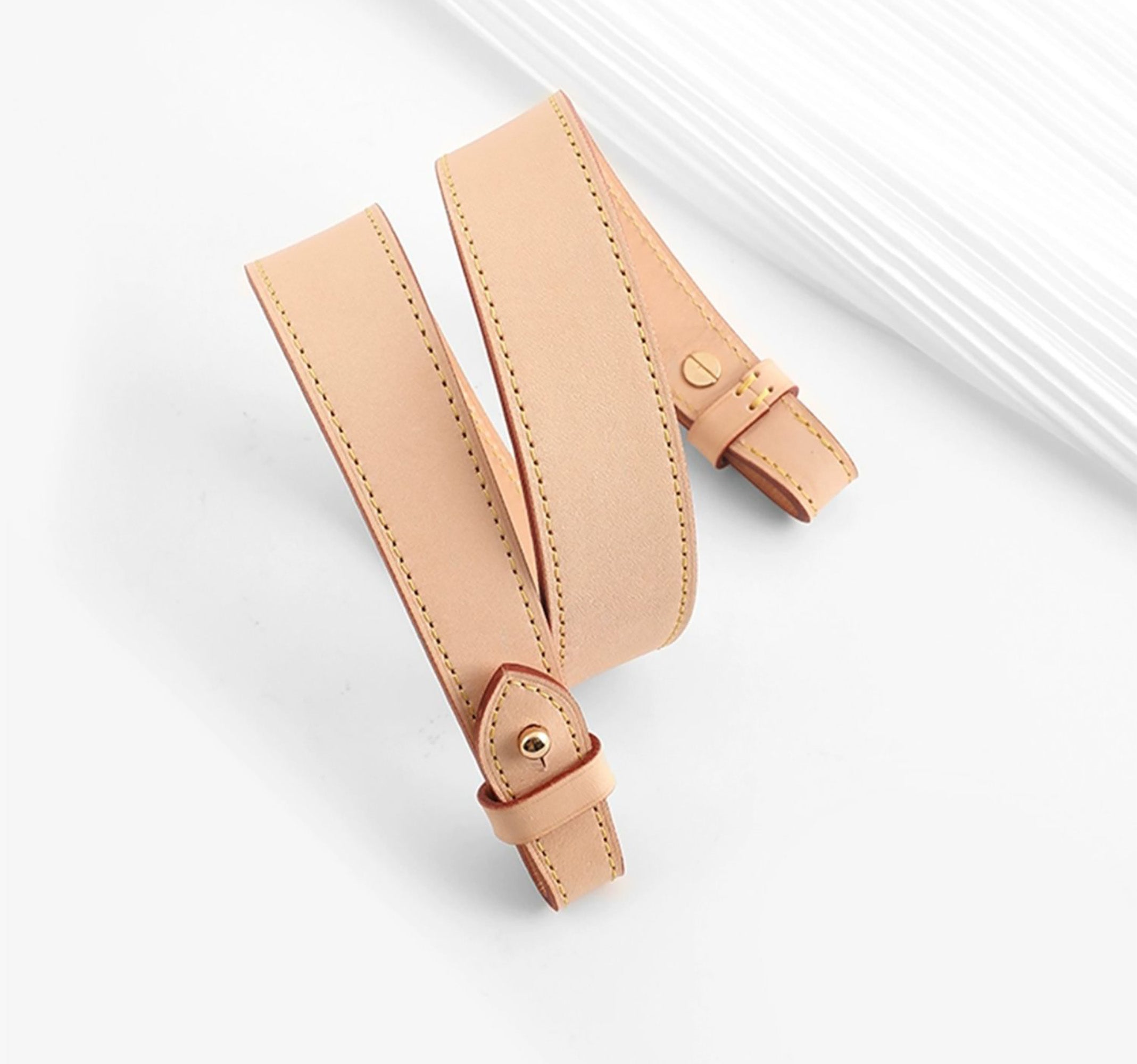 Vachetta Leather Shoulder Strap – Customizable Veg-Tan Leather Strap for Large Makeup Bags