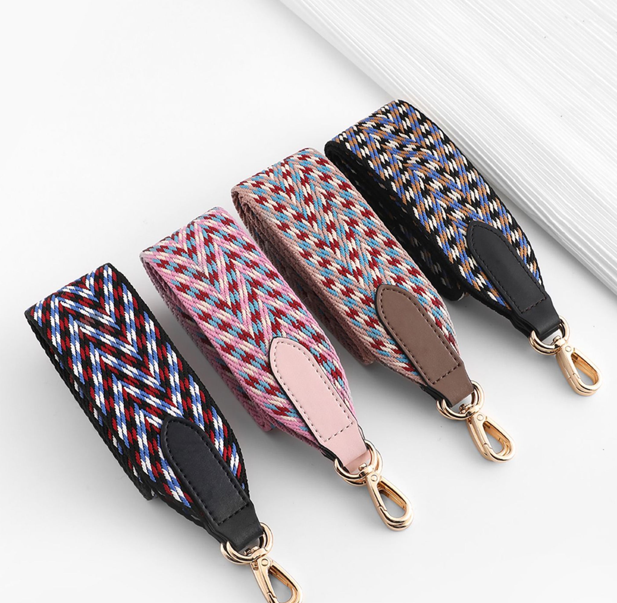 5cm Canvas woven shoulder strap for Kelly bag, purple striped design