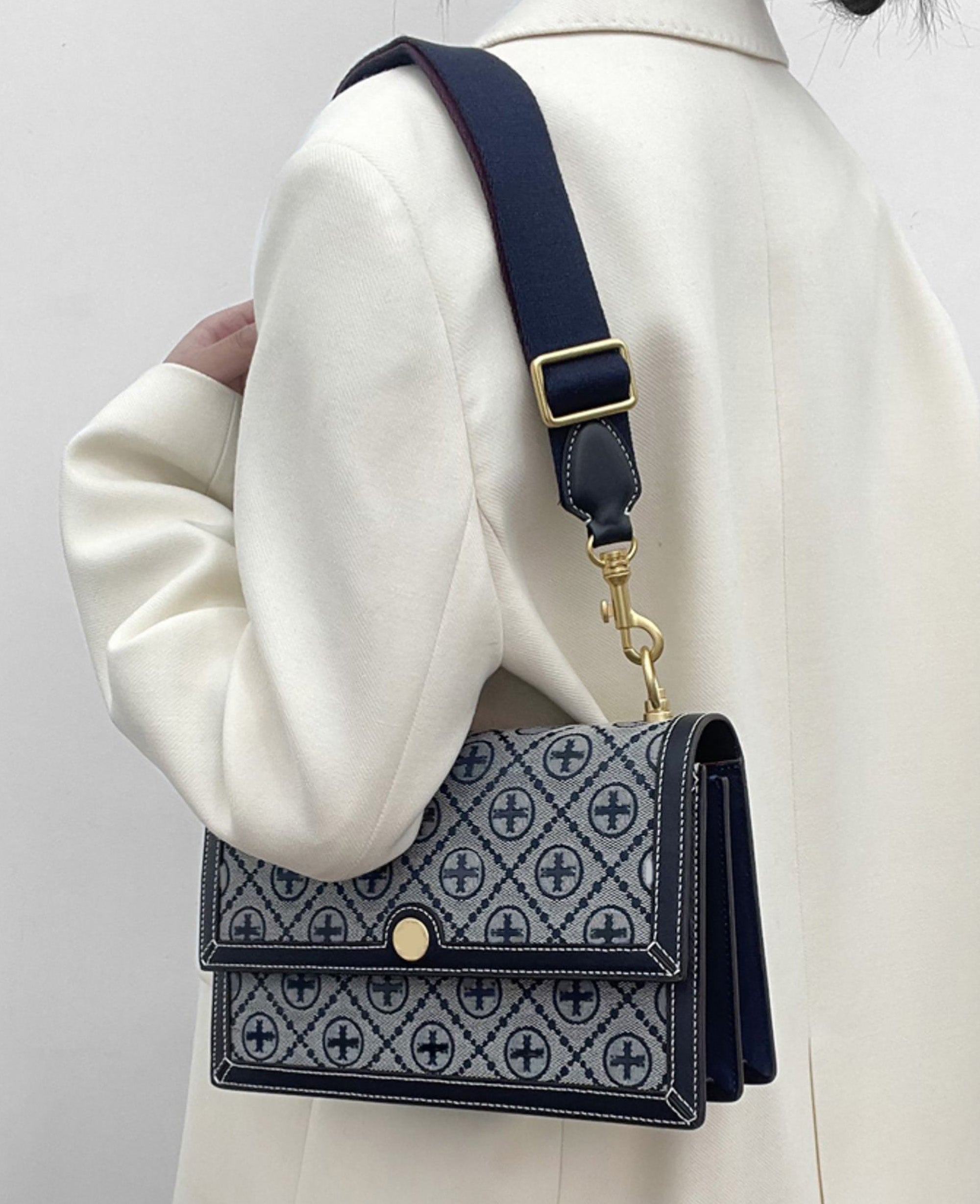Bag strap with adjustable shoulder and crossbody, wide canvas strap for underarm