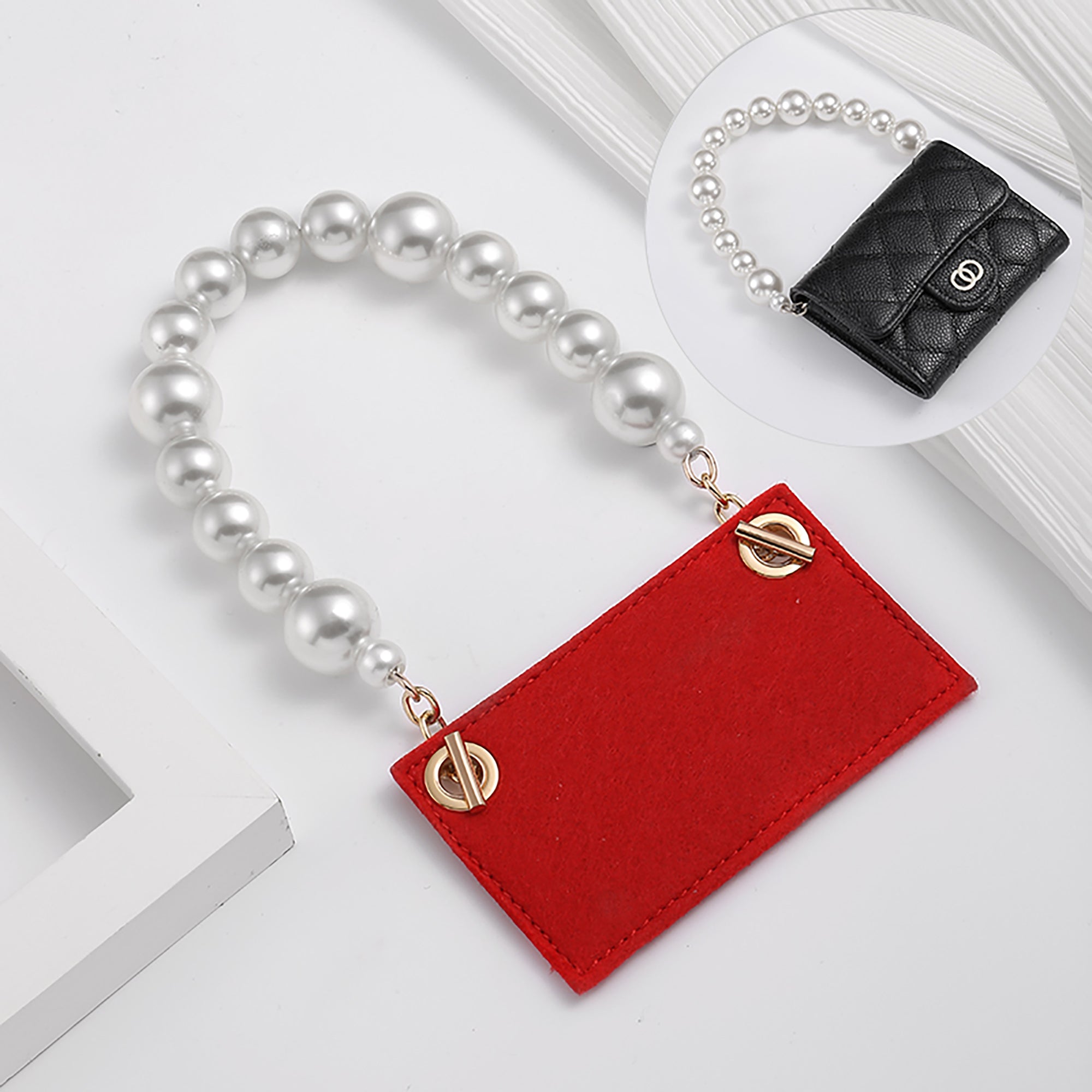 Card holder transformation chain bag wallet handbag pearl underarm short shoulder strap replacement accessory