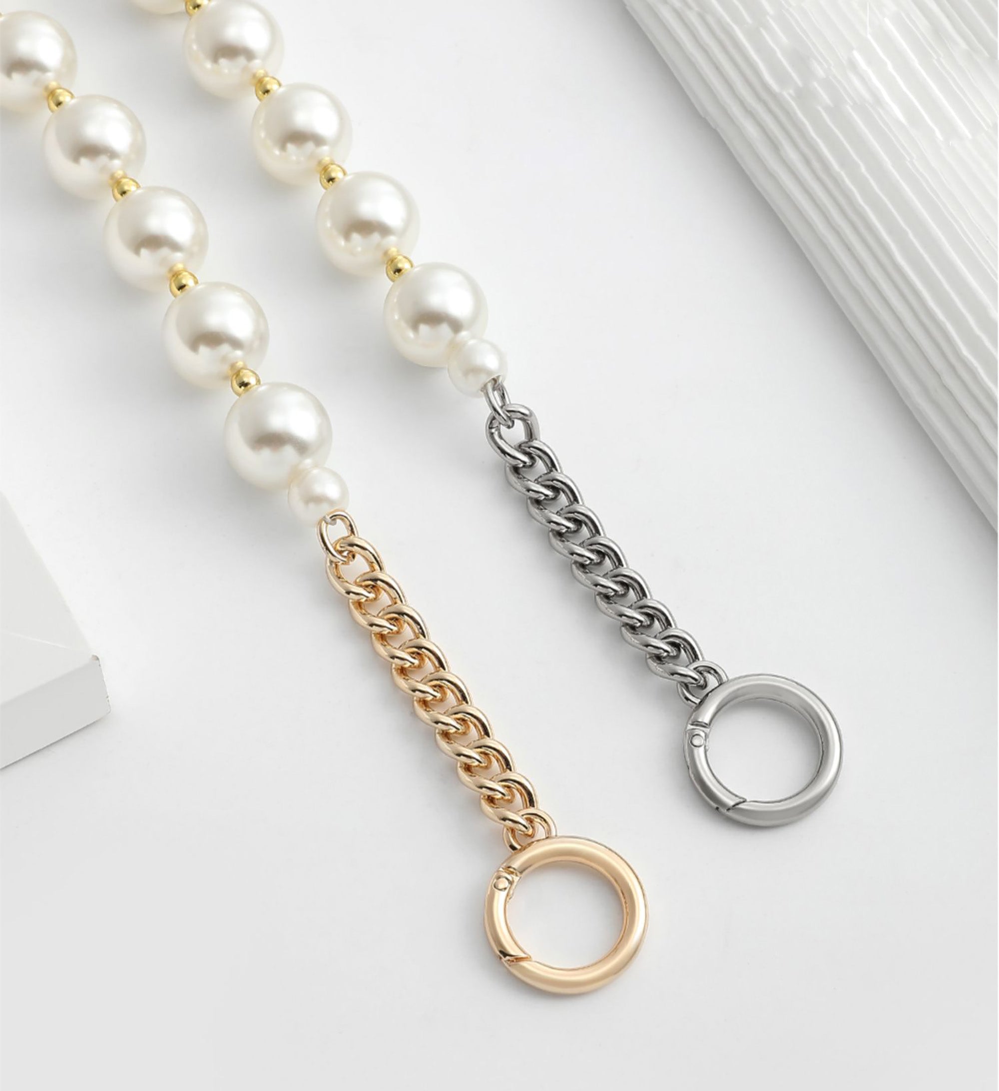 Versatile pearl metal chain handle, bag chain strap, replacement handle chain accessory for shoulder straps